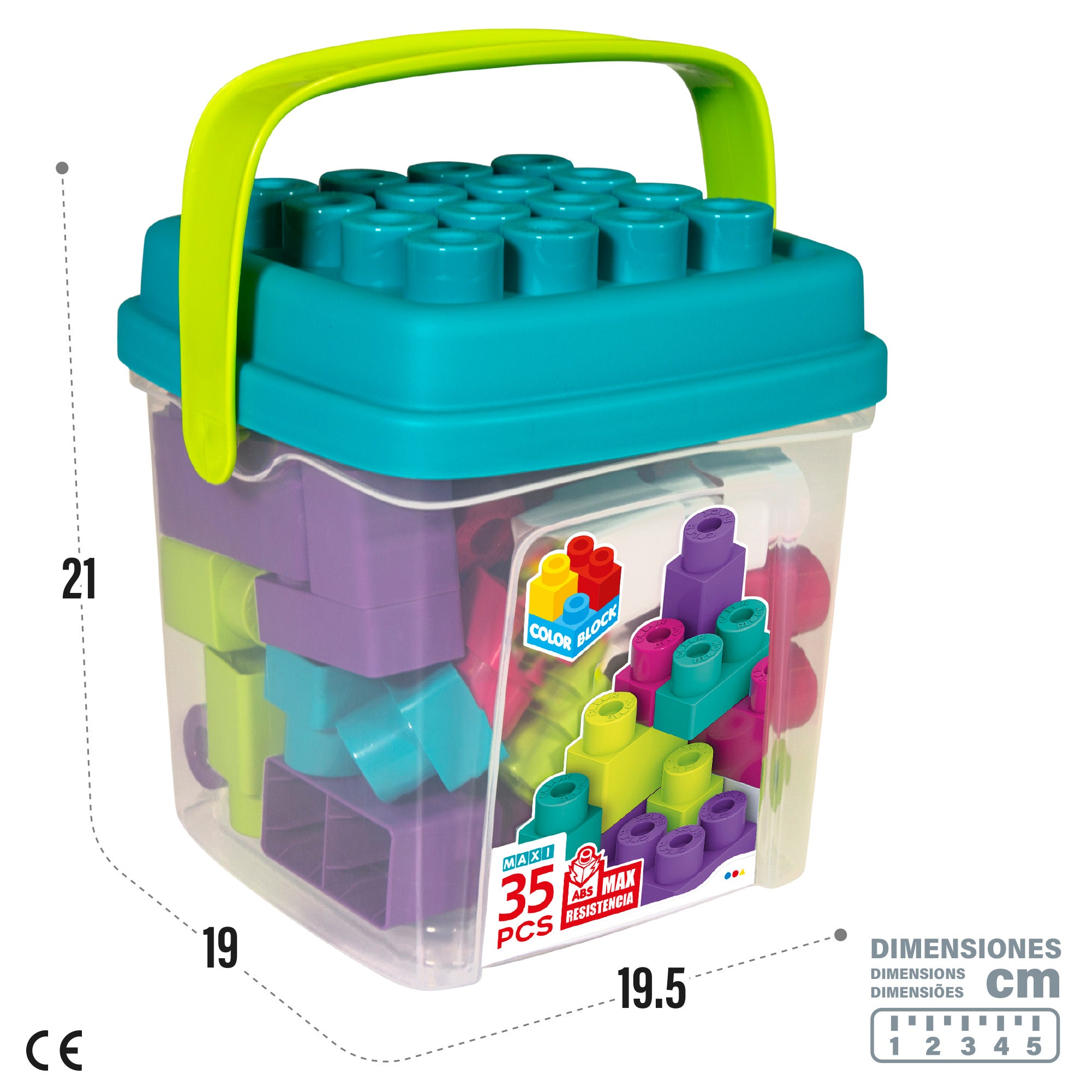 Cubo bloques construcción 35 piezas Color Block Maxi