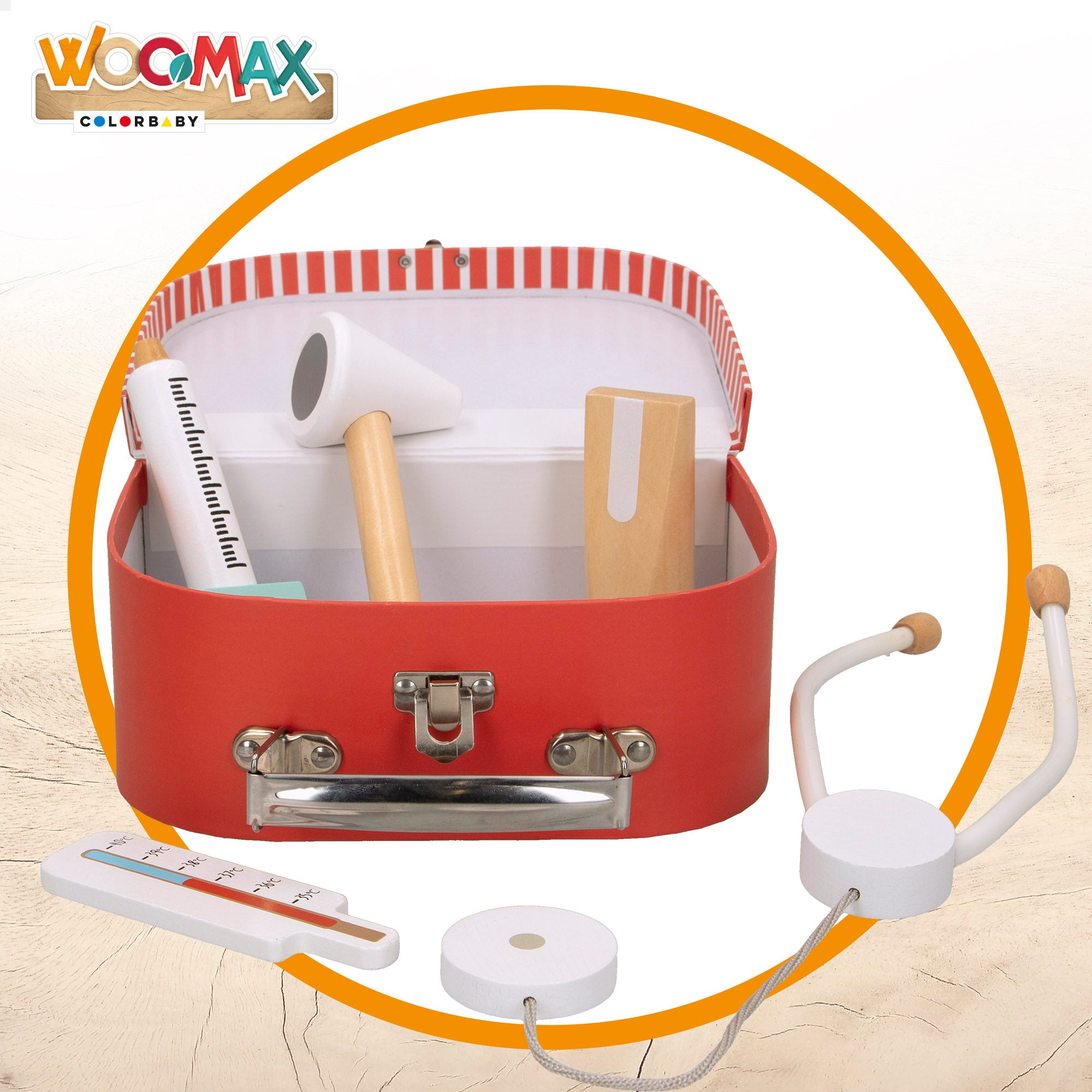 WOOMAX Botiquín de enfermero c/accesorios de madera