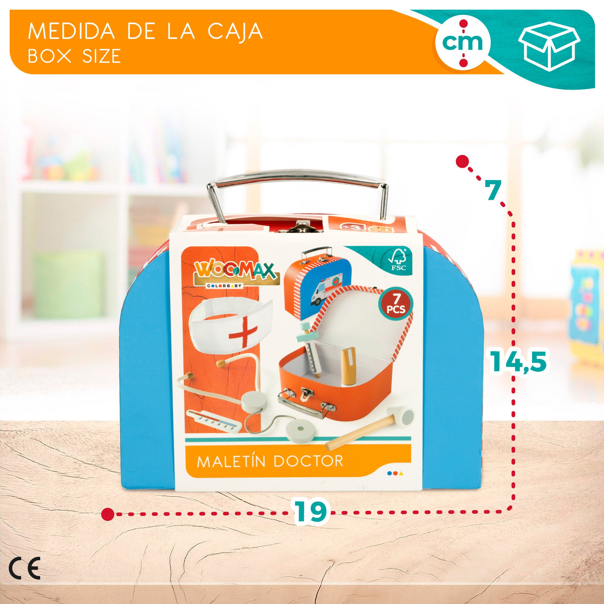 WOOMAX Botiquín de enfermero c/accesorios de madera