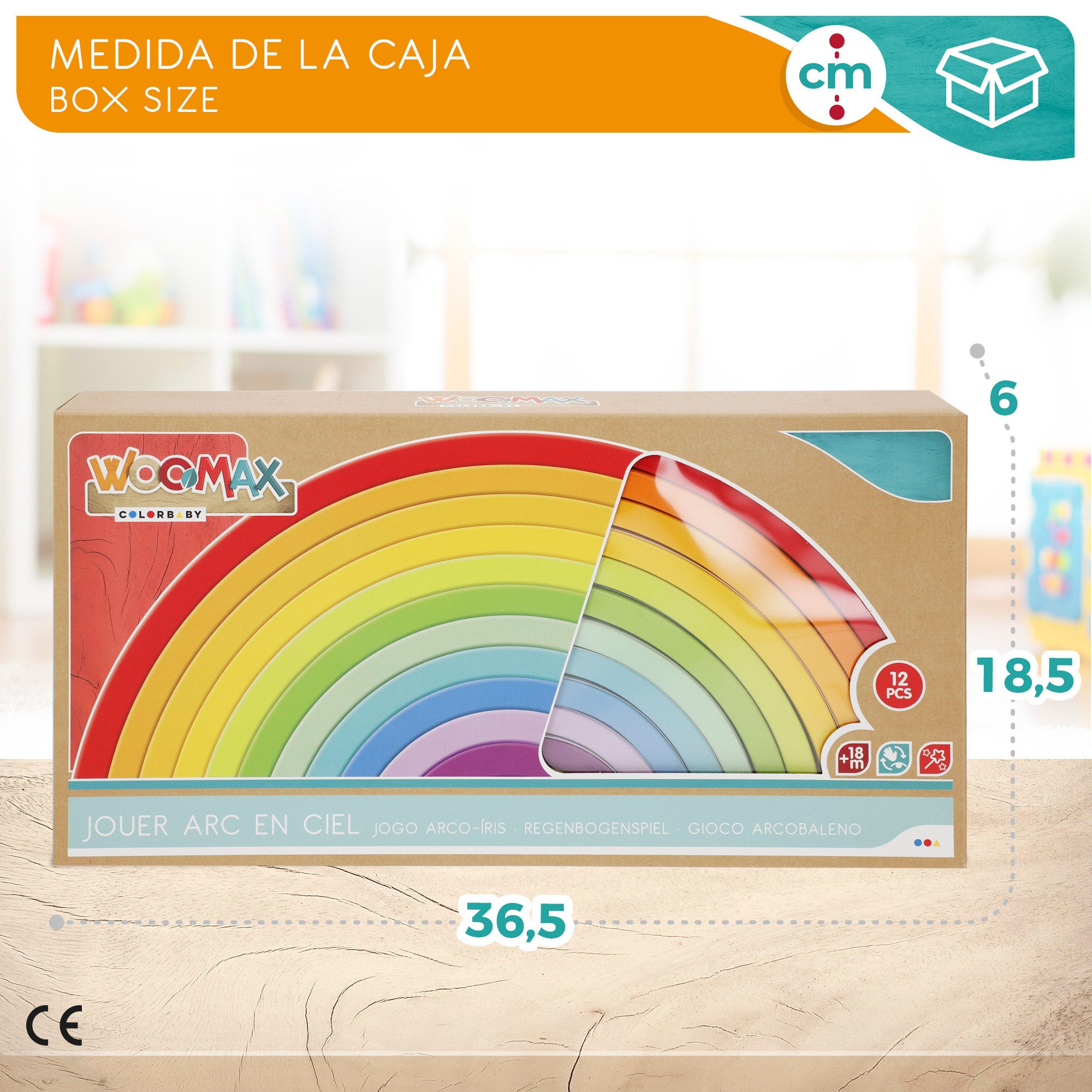 WOOMAX Juguete construcción de madera arcoíris XL
