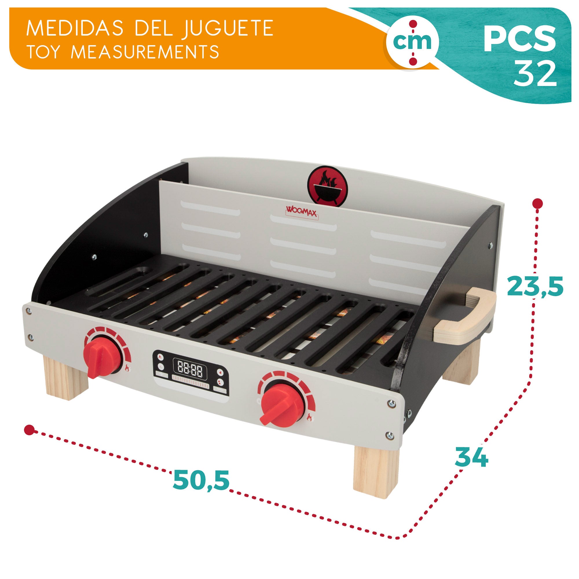 WOOMAX Mesa de barbacoa de madera