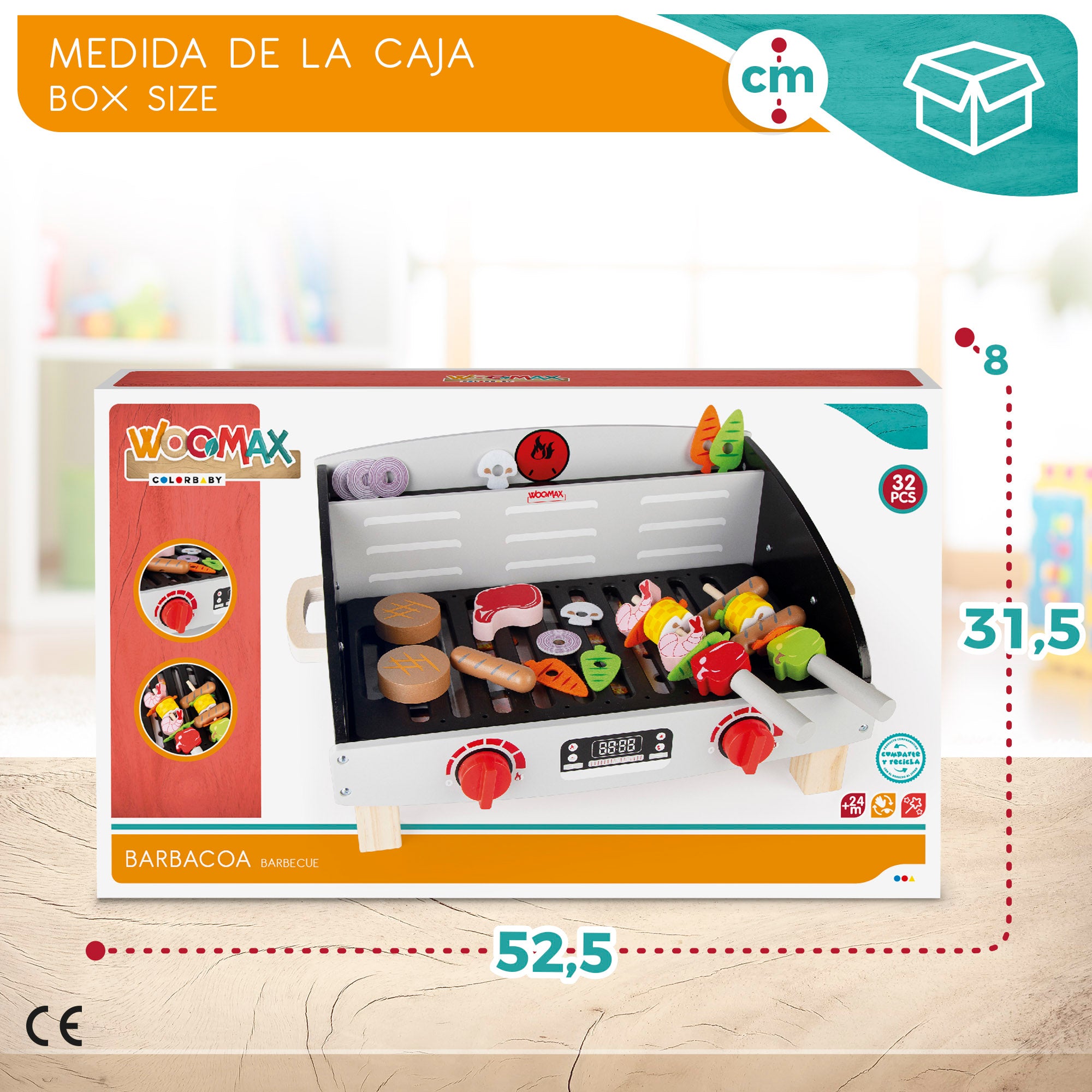 WOOMAX Mesa de barbacoa de madera