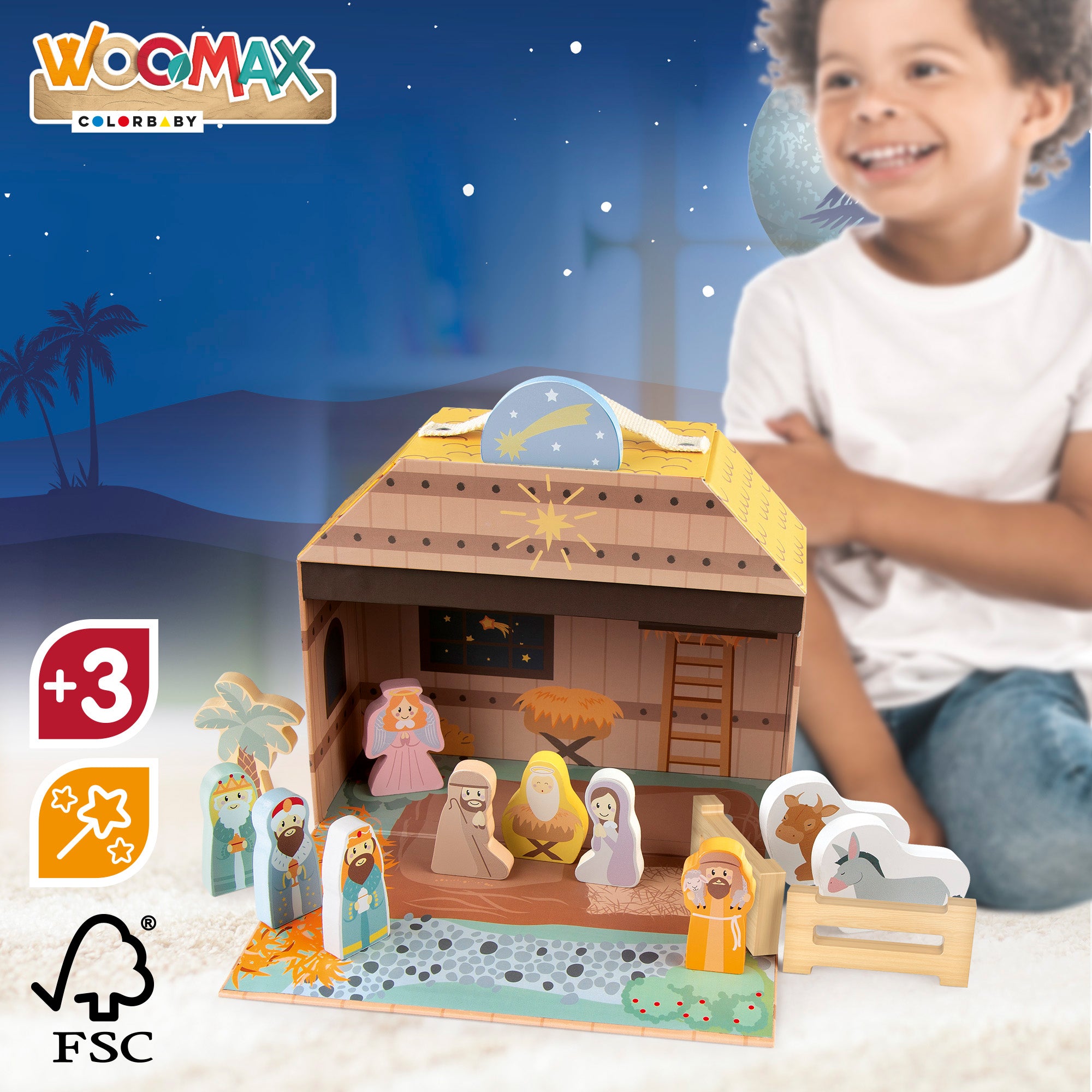 WOOMAX Belén de madera 14 piezas