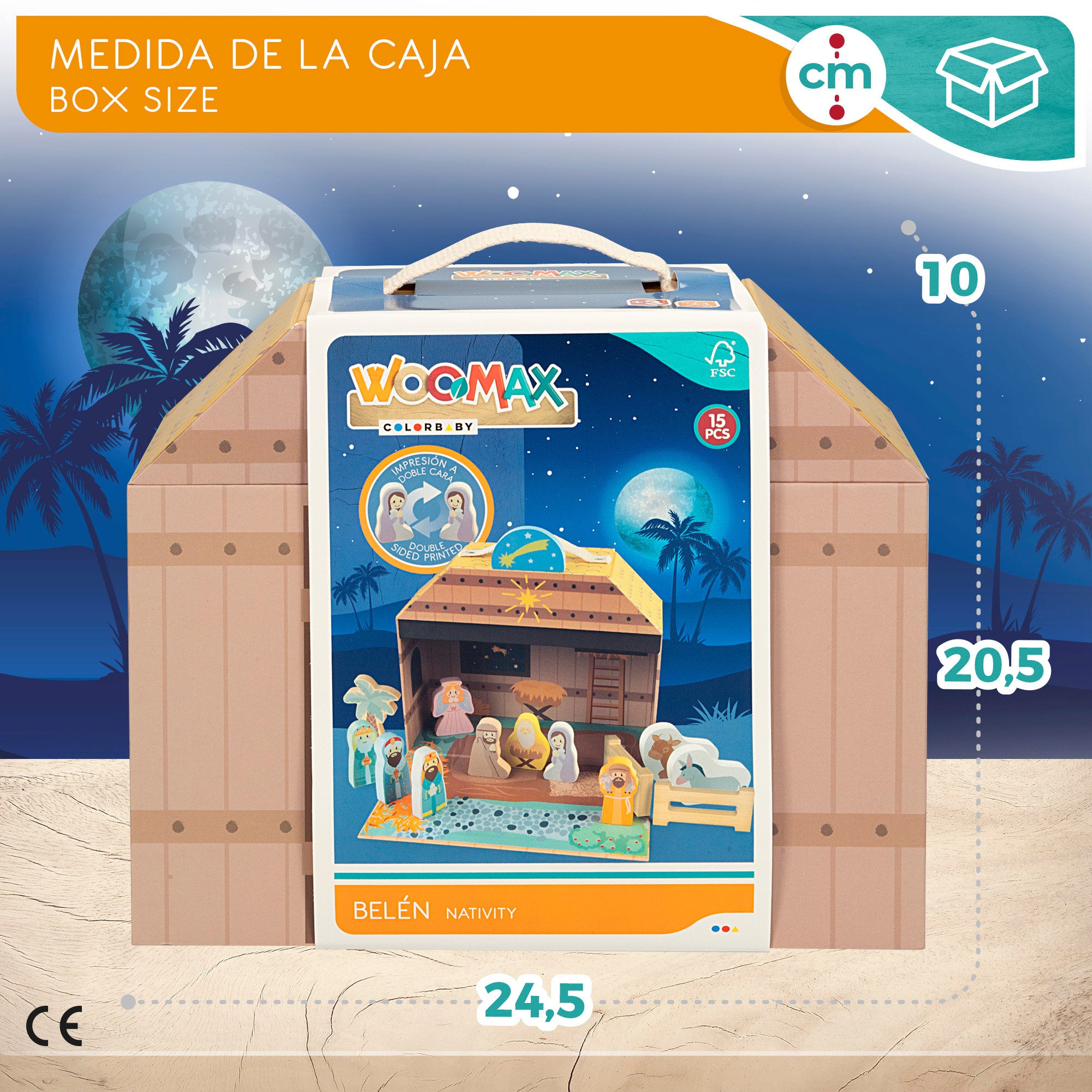 WOOMAX Belén de madera 14 piezas