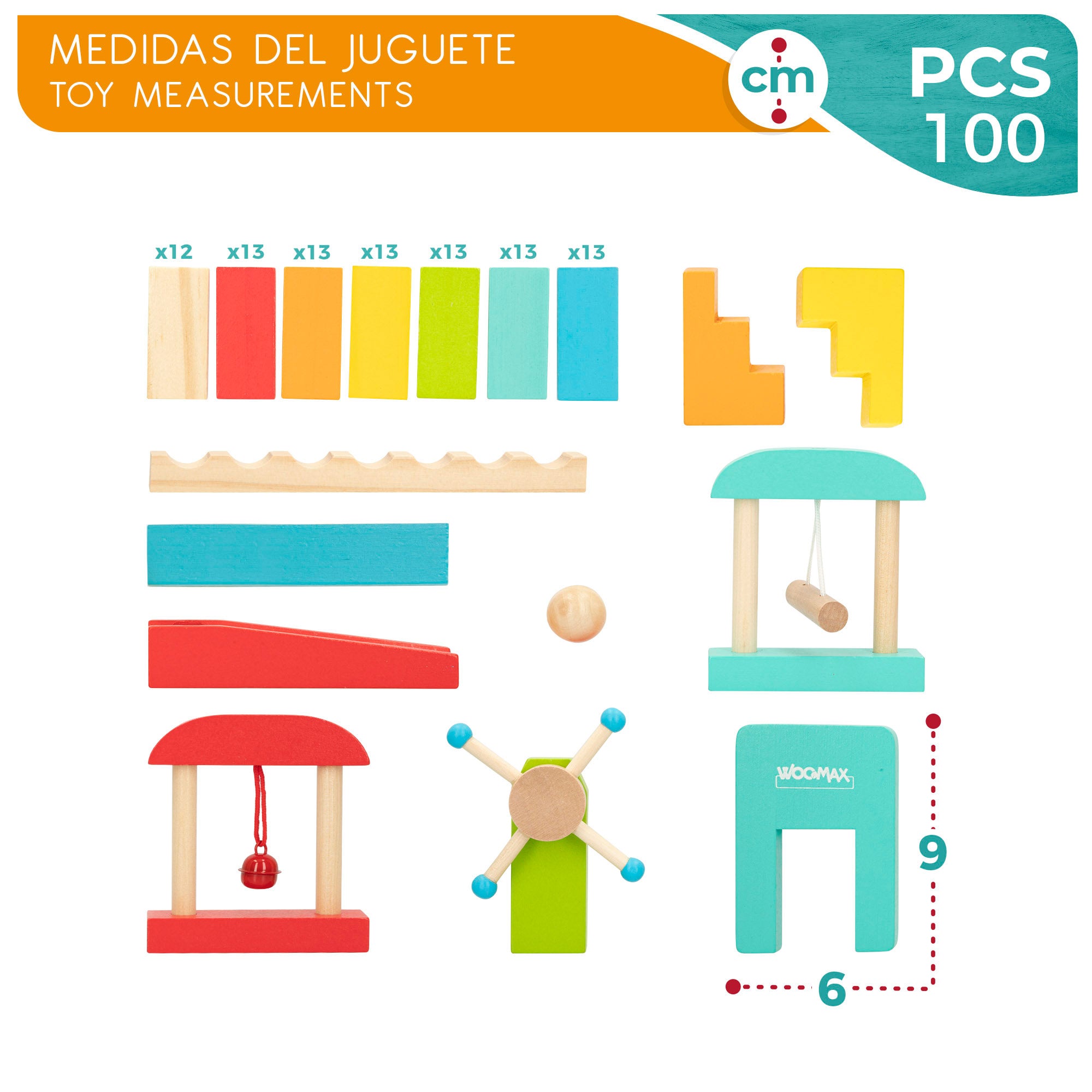 WOOMAX Juego dominó de madera