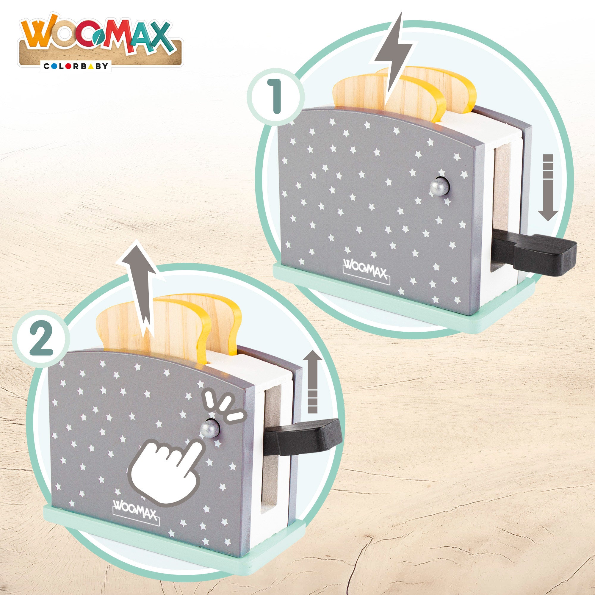 WOOMAX Tostadora de madera con accesorios