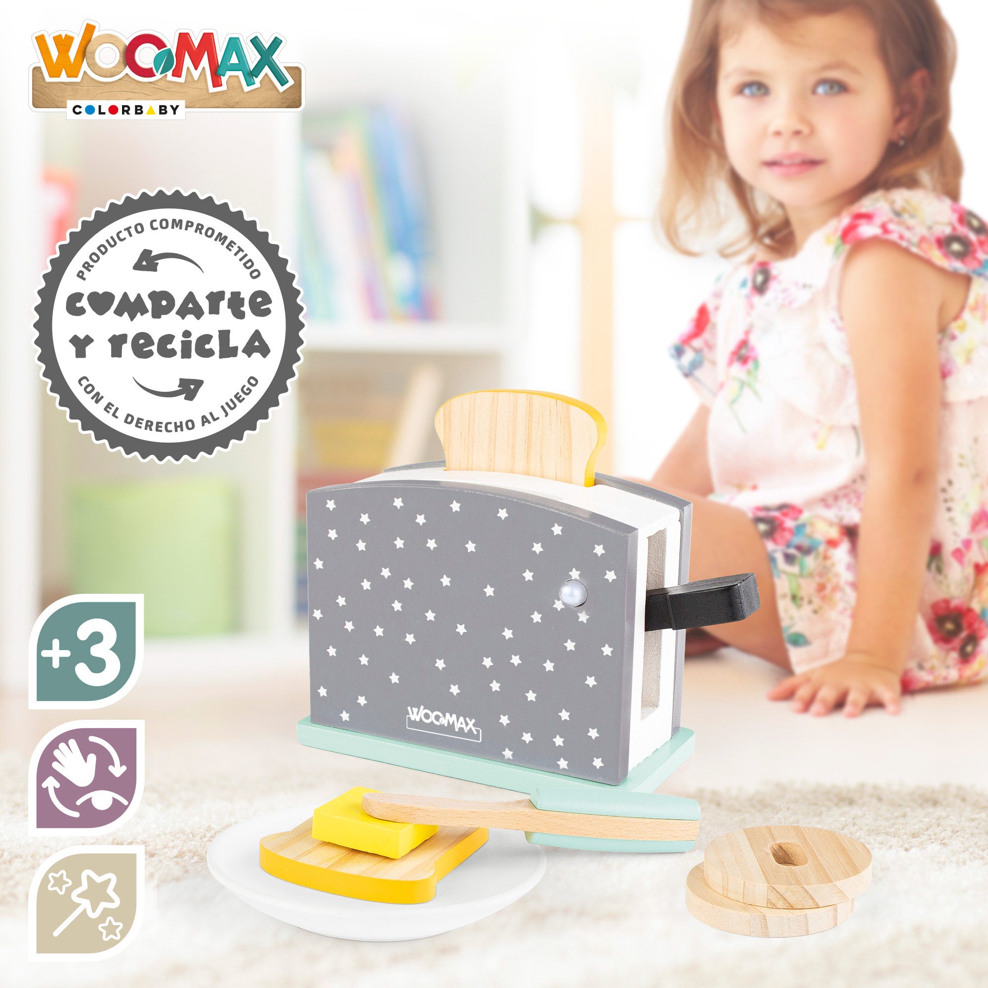 WOOMAX Tostadora de madera con accesorios