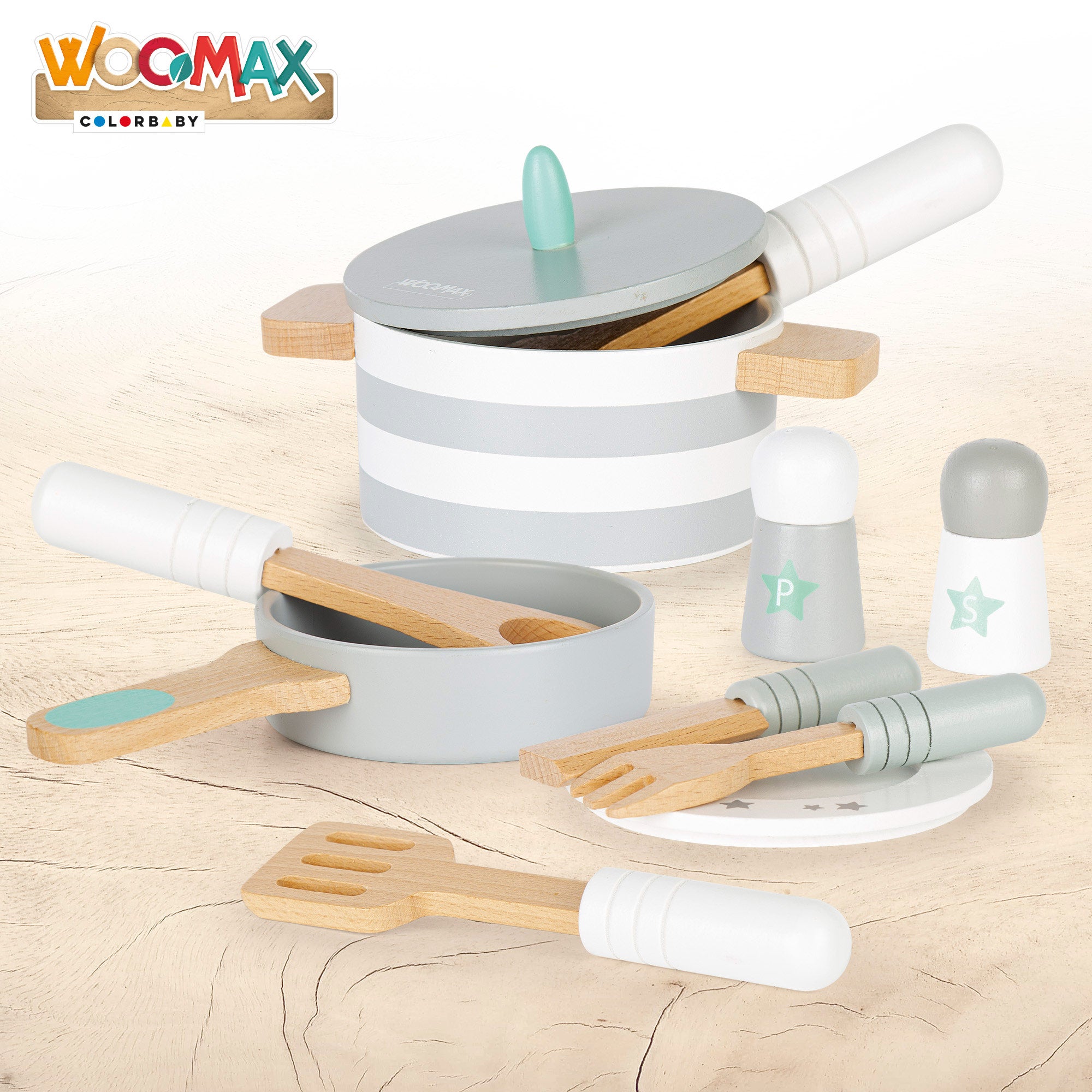 WOOMAX Vajilla de madera infantil