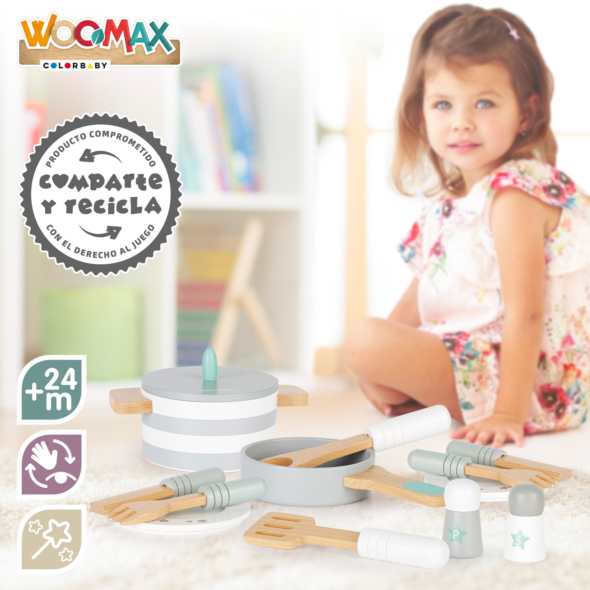 WOOMAX Vajilla de madera infantil