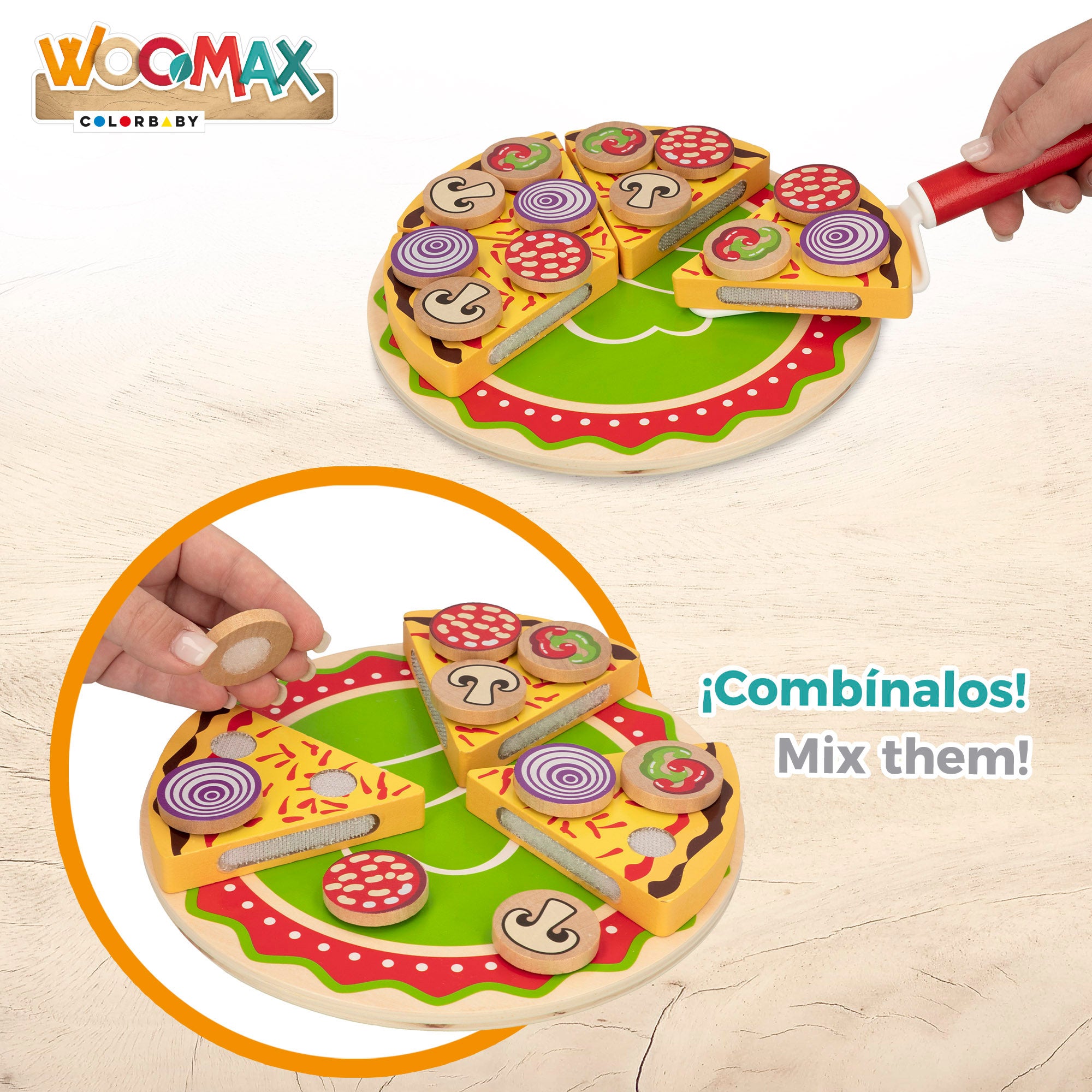 WOOMAX Set pizza madera autoadhesiva