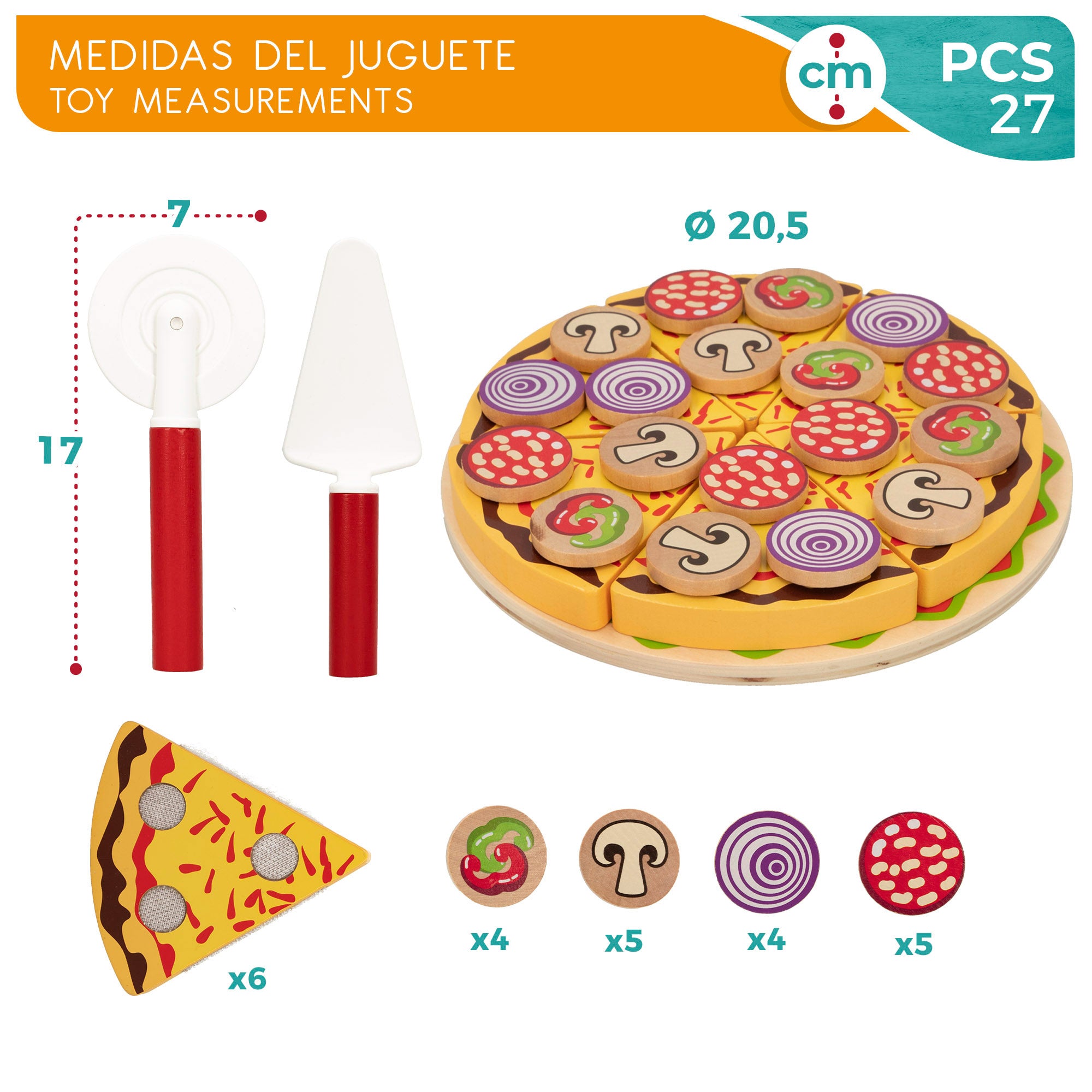WOOMAX Set pizza madera autoadhesiva