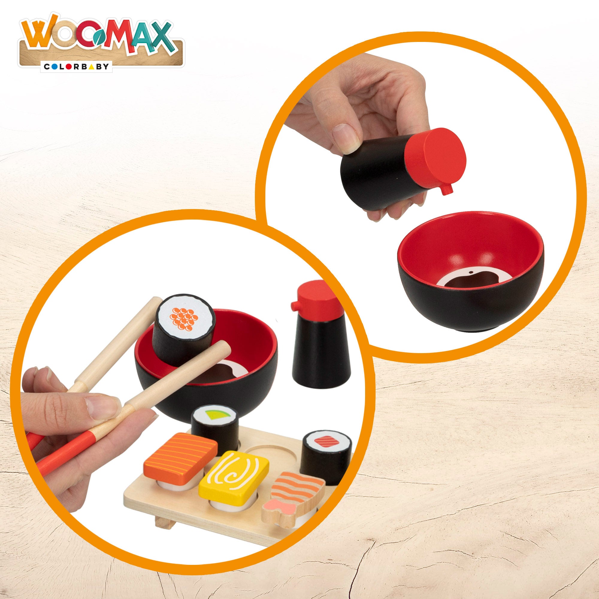 WOOMAX Set de comida sushi de madera