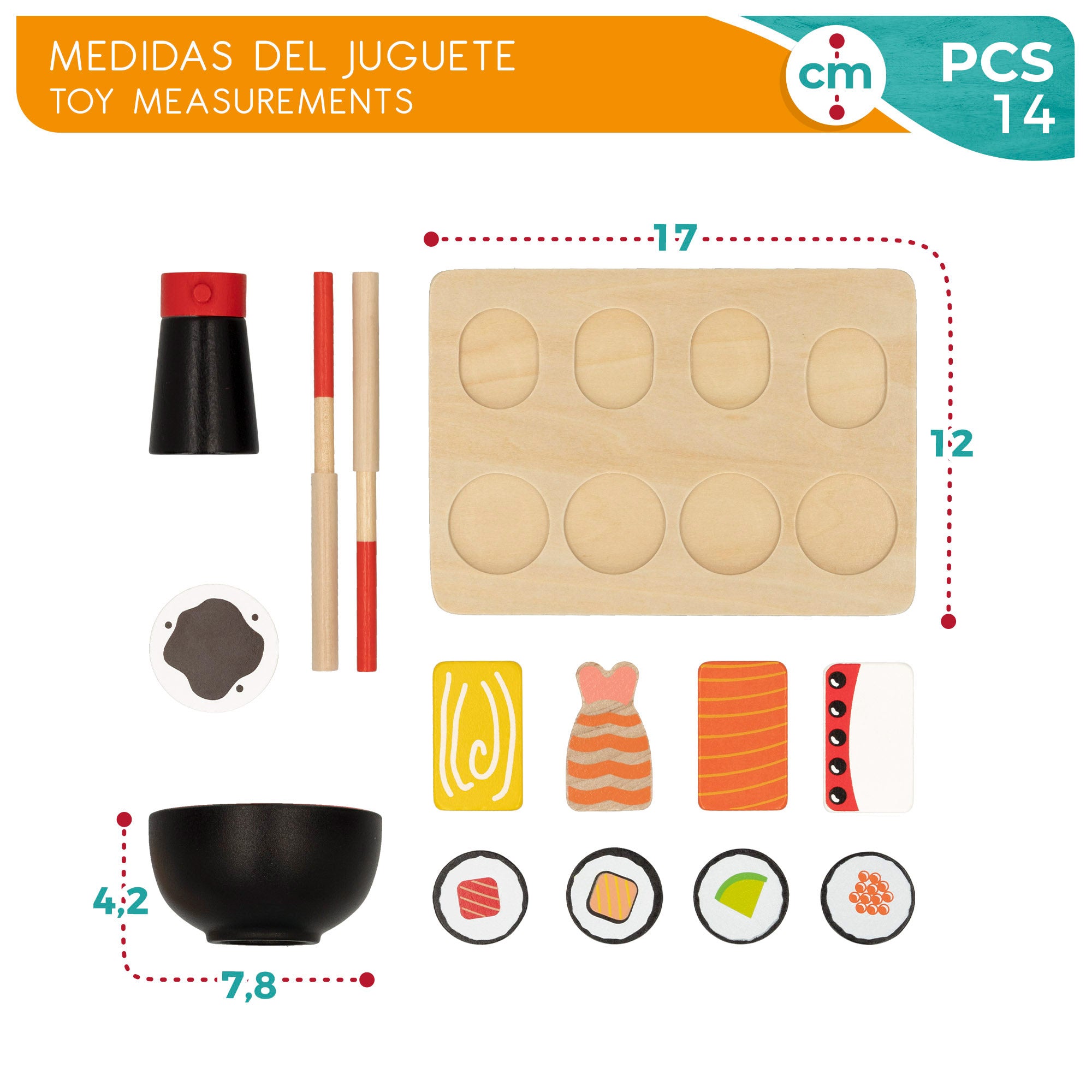 WOOMAX Set de comida sushi de madera