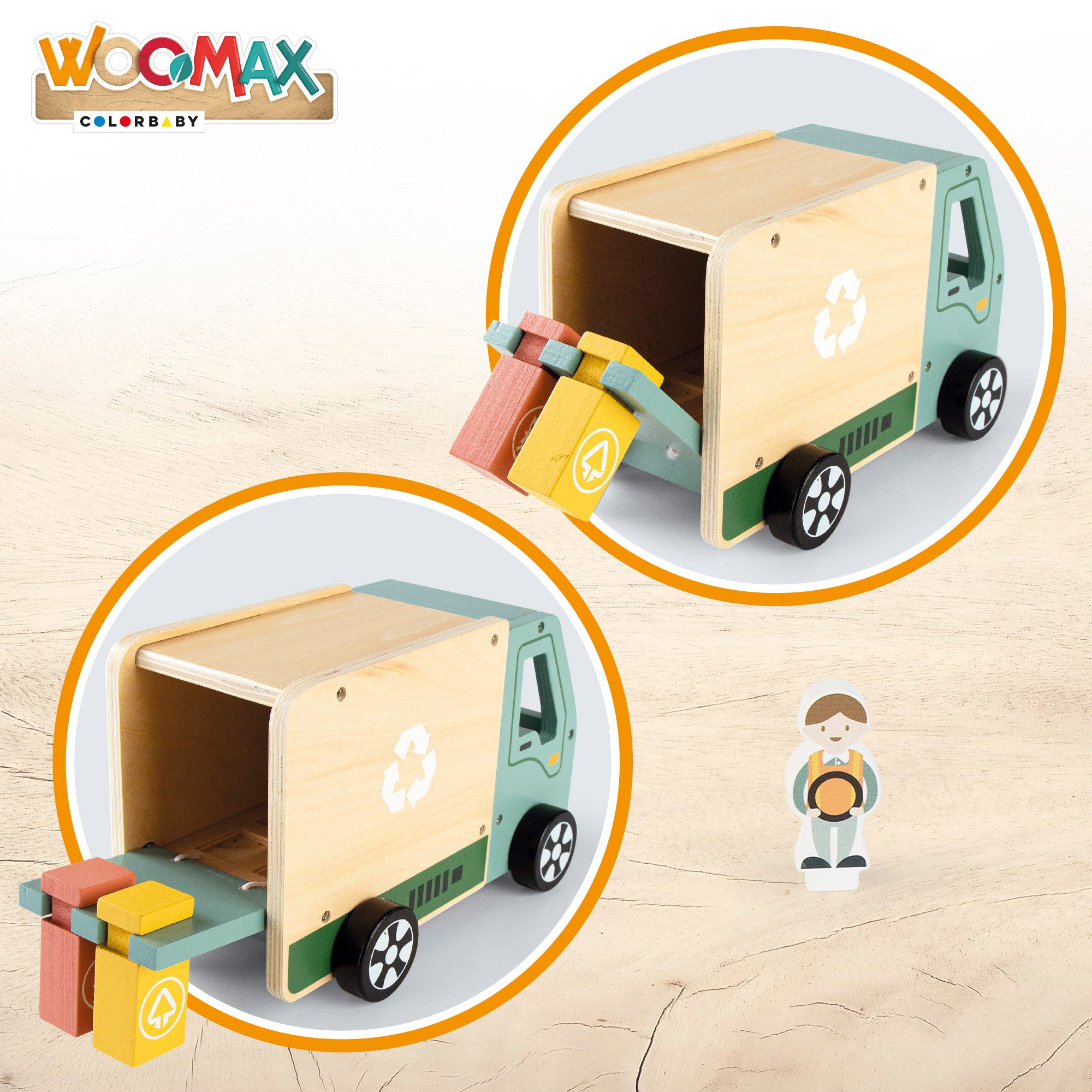 WOOMAX Camión de basura de madera