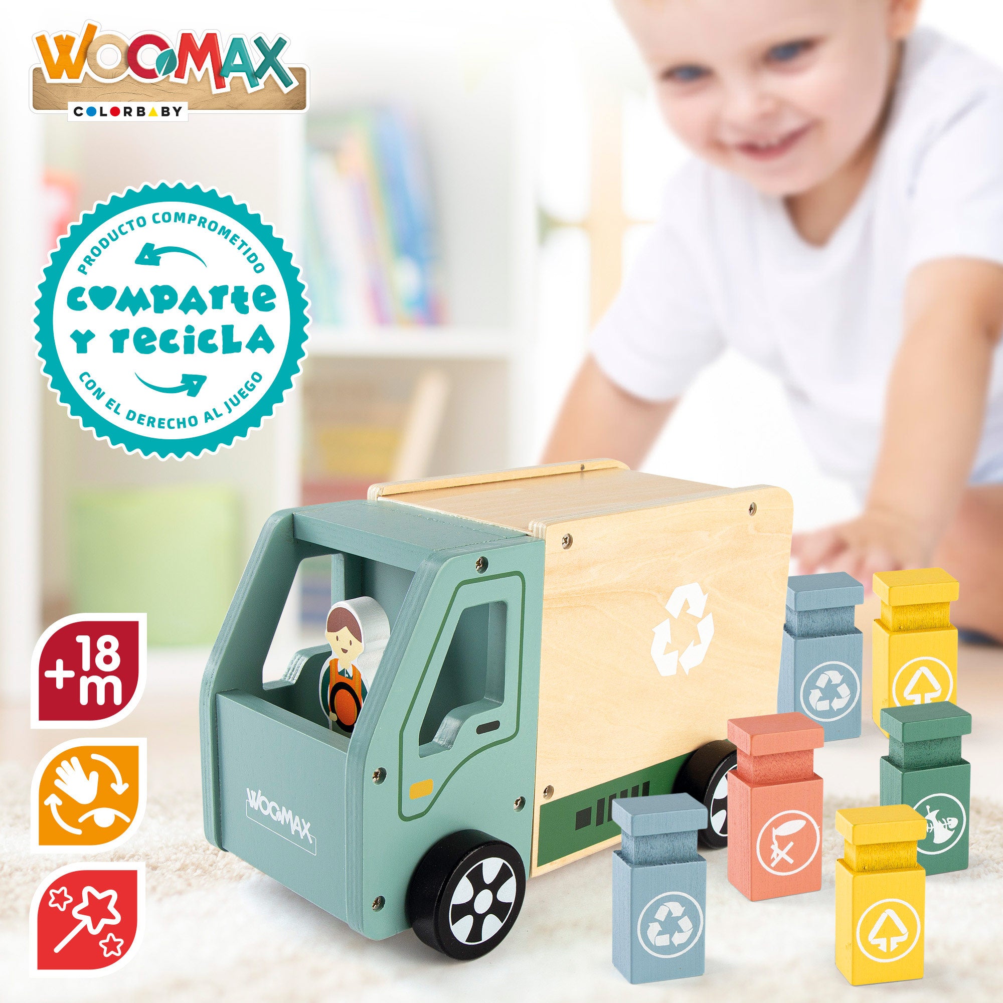 WOOMAX Camión de basura de madera