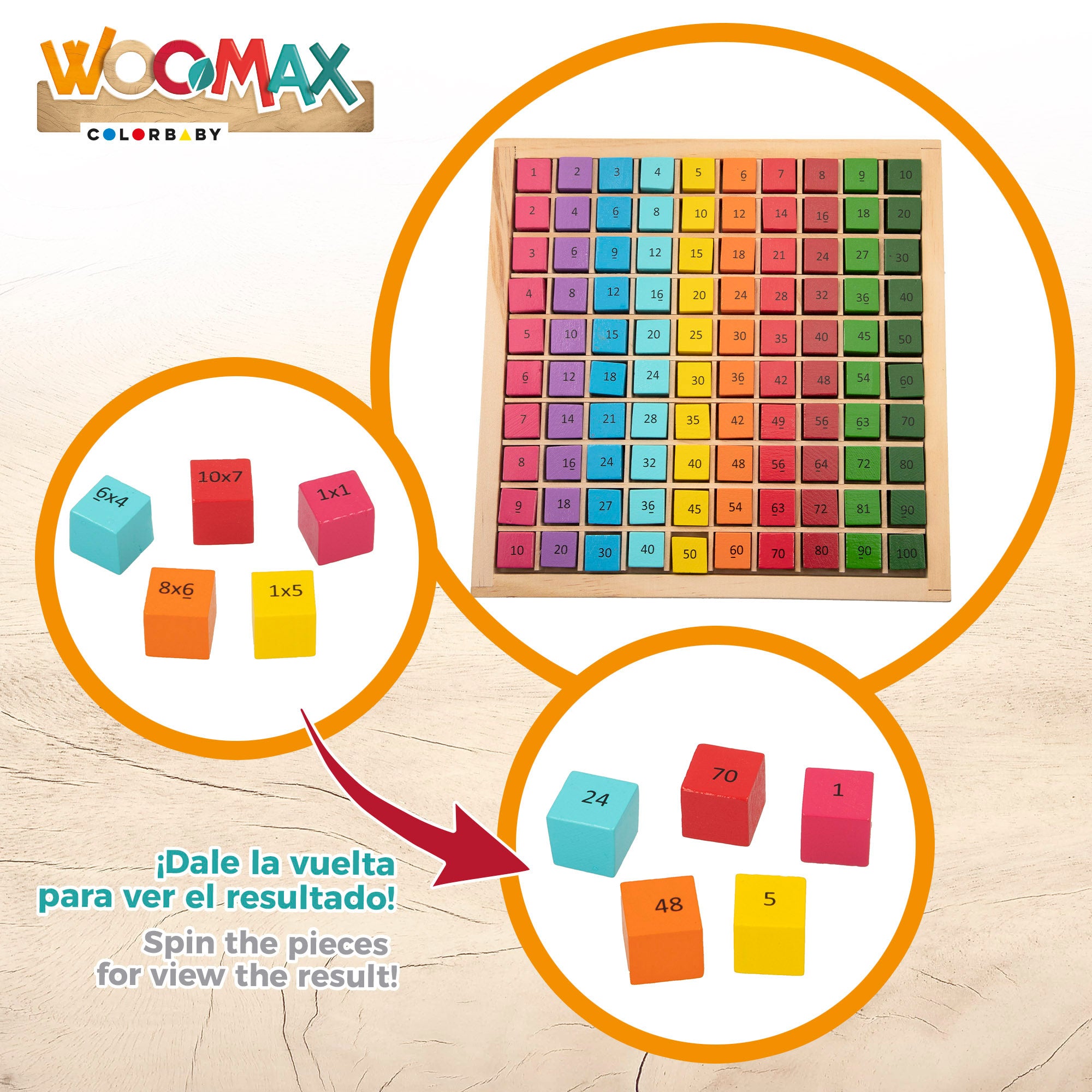 WOOMAX Tabla de multiplicar de madera