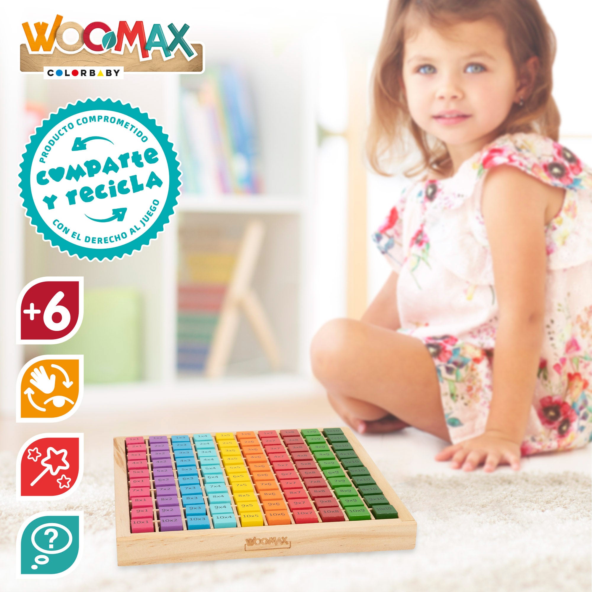 WOOMAX Tabla de multiplicar de madera