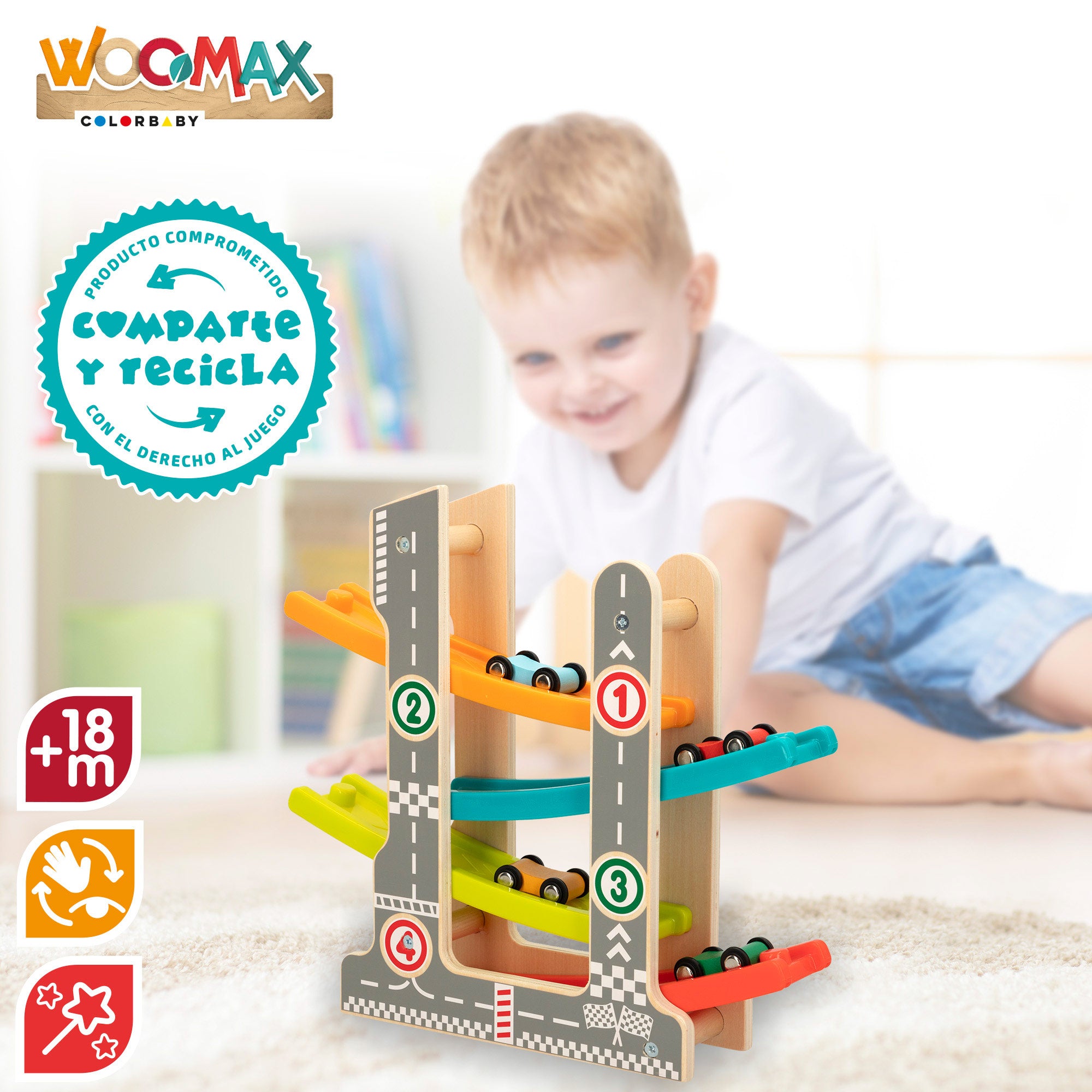 WOOMAX Pista de coches roller de madera