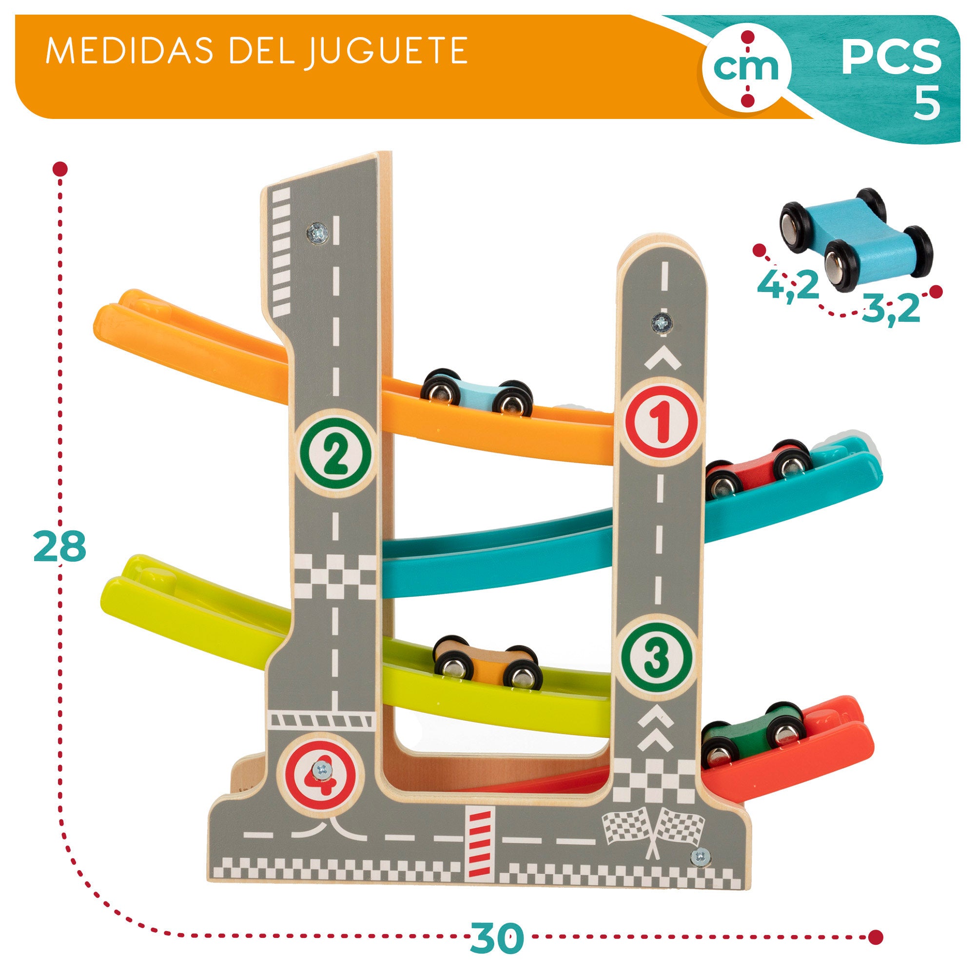 WOOMAX Pista de coches roller de madera