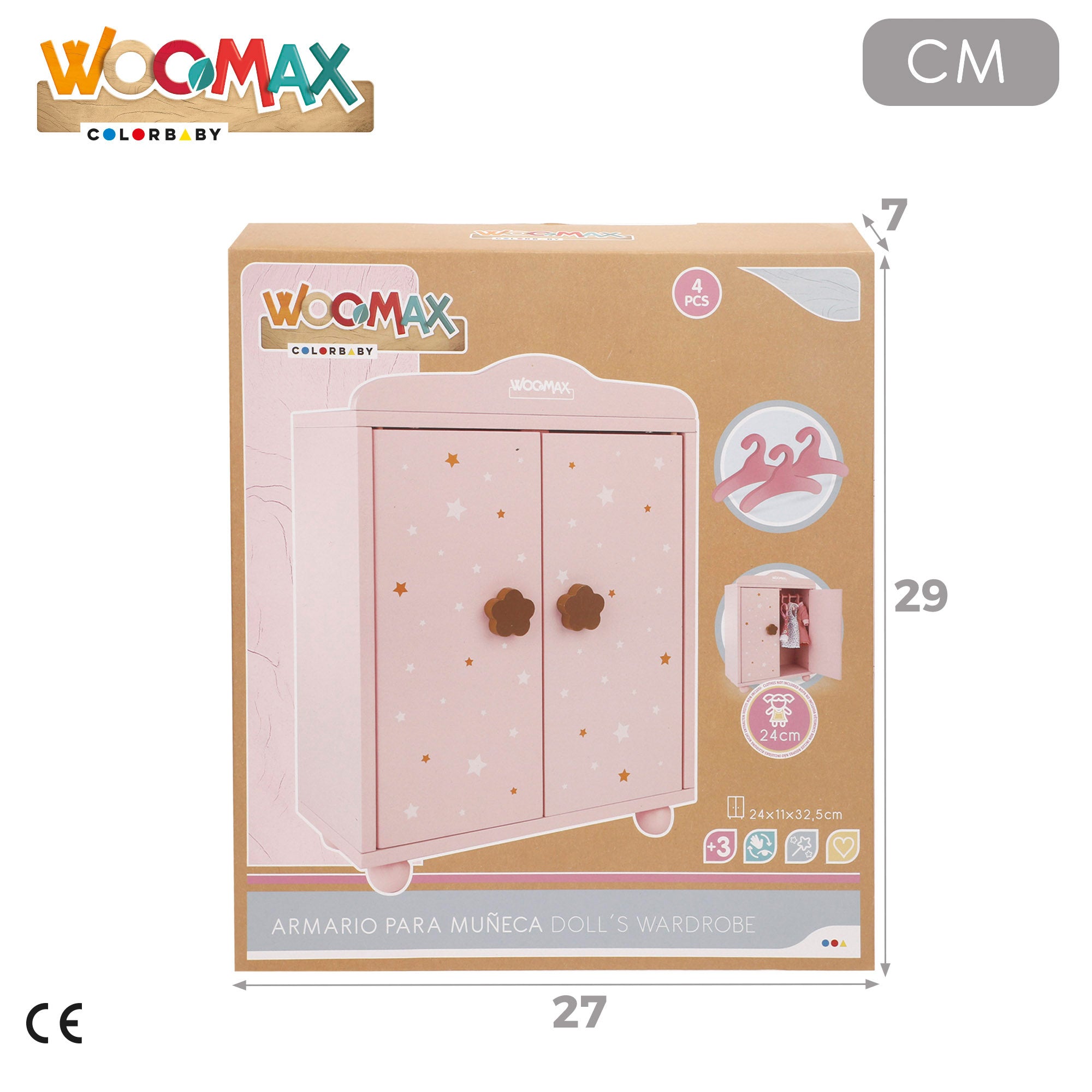 WOOMAX Armario de madera para muñecas