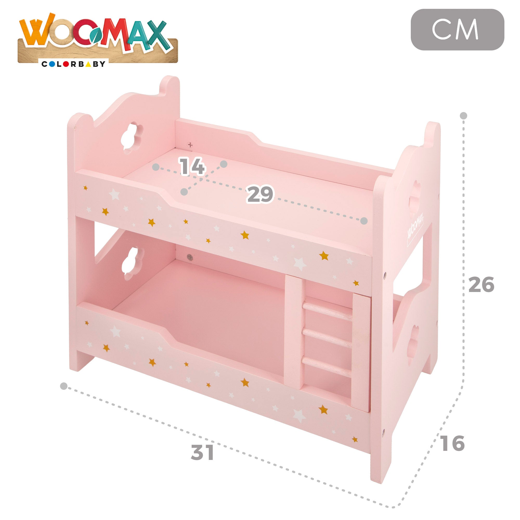 WOOMAX Litera de madera para muñecas