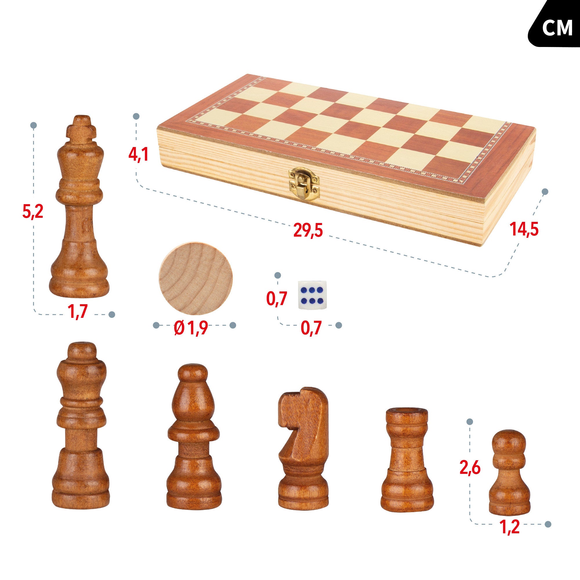 Tablero ajedrez 3 en 1 de madera CB Games