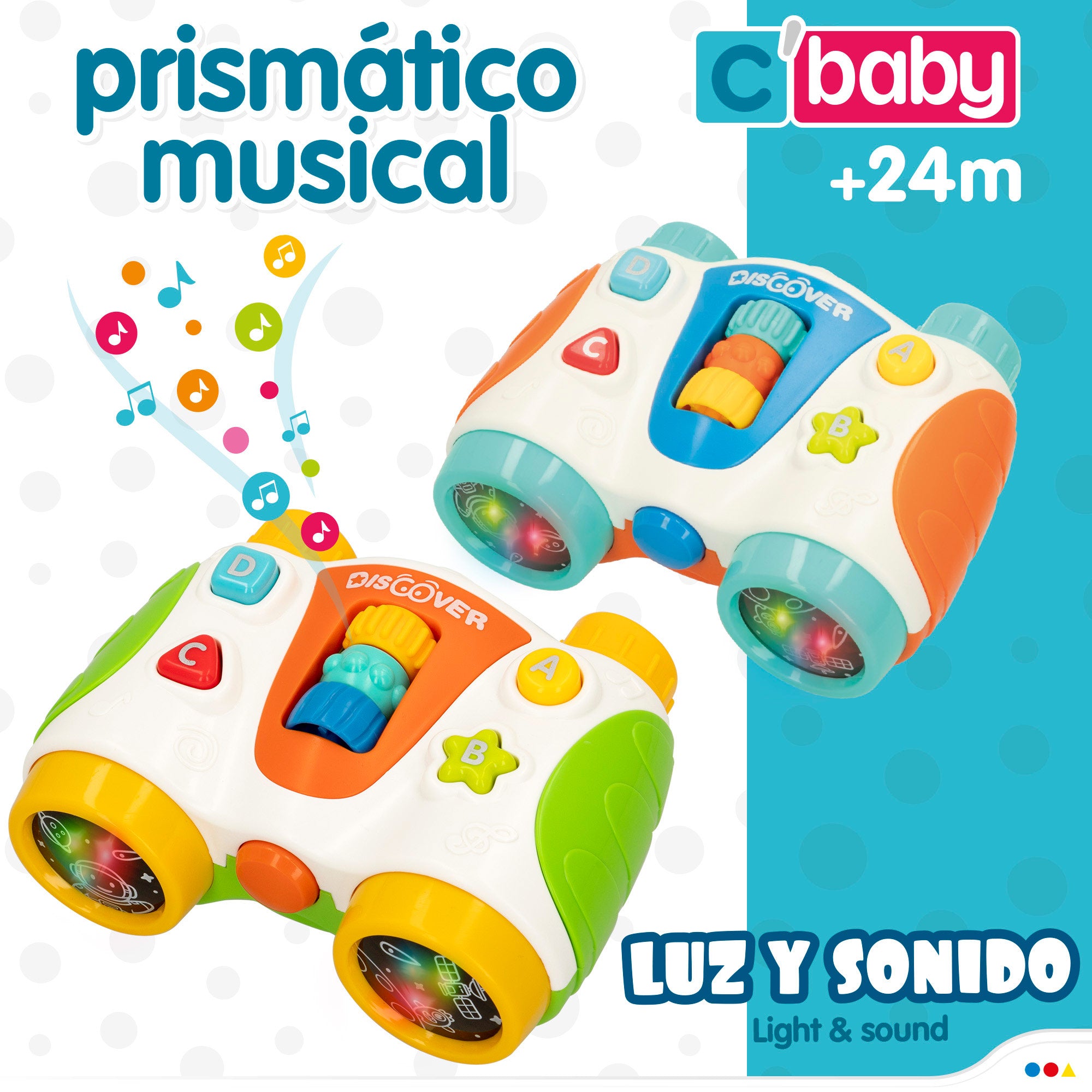 Prismáticos infantiles con sonidos y luces C'baby