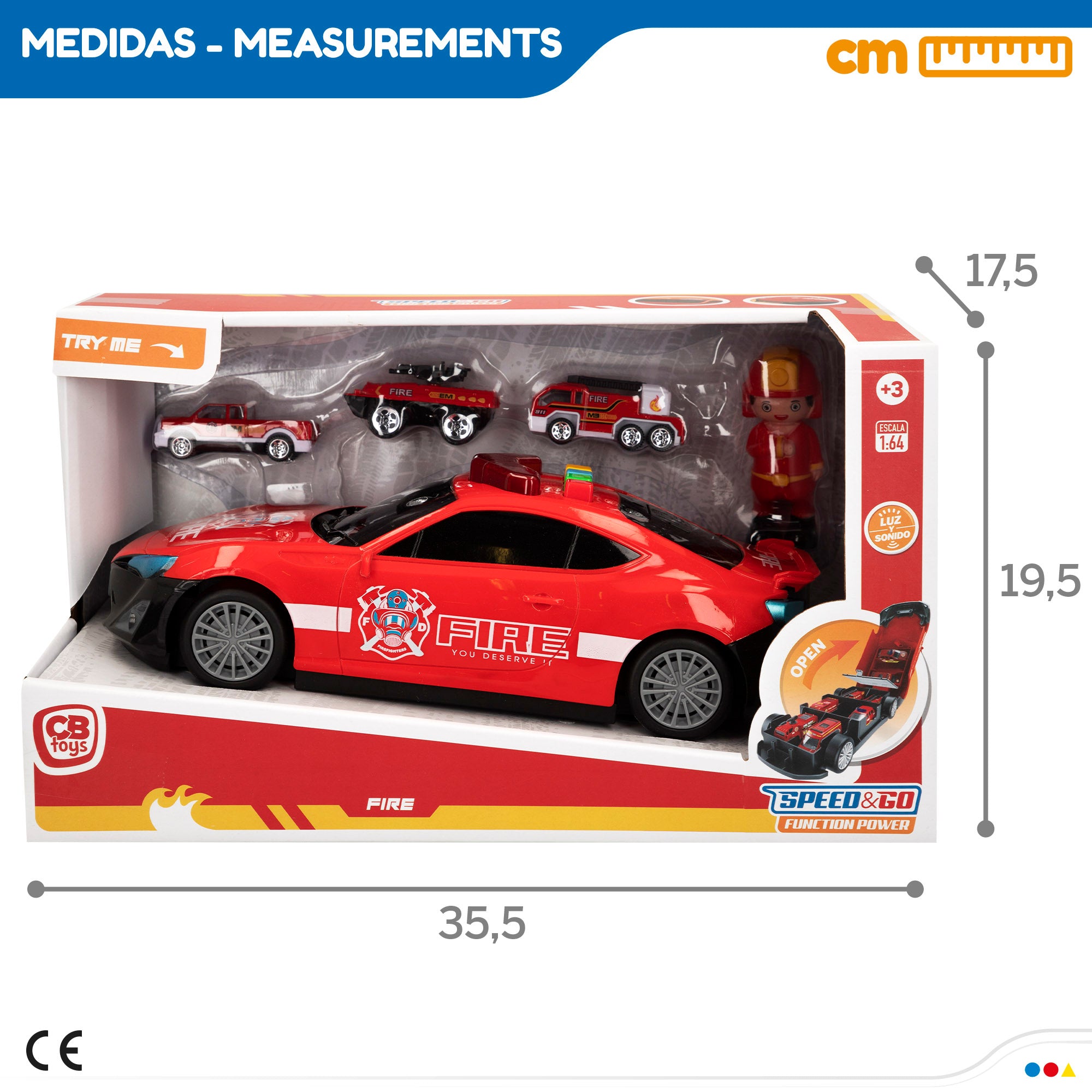 Coche de bomberos con portacoches Speed & Go