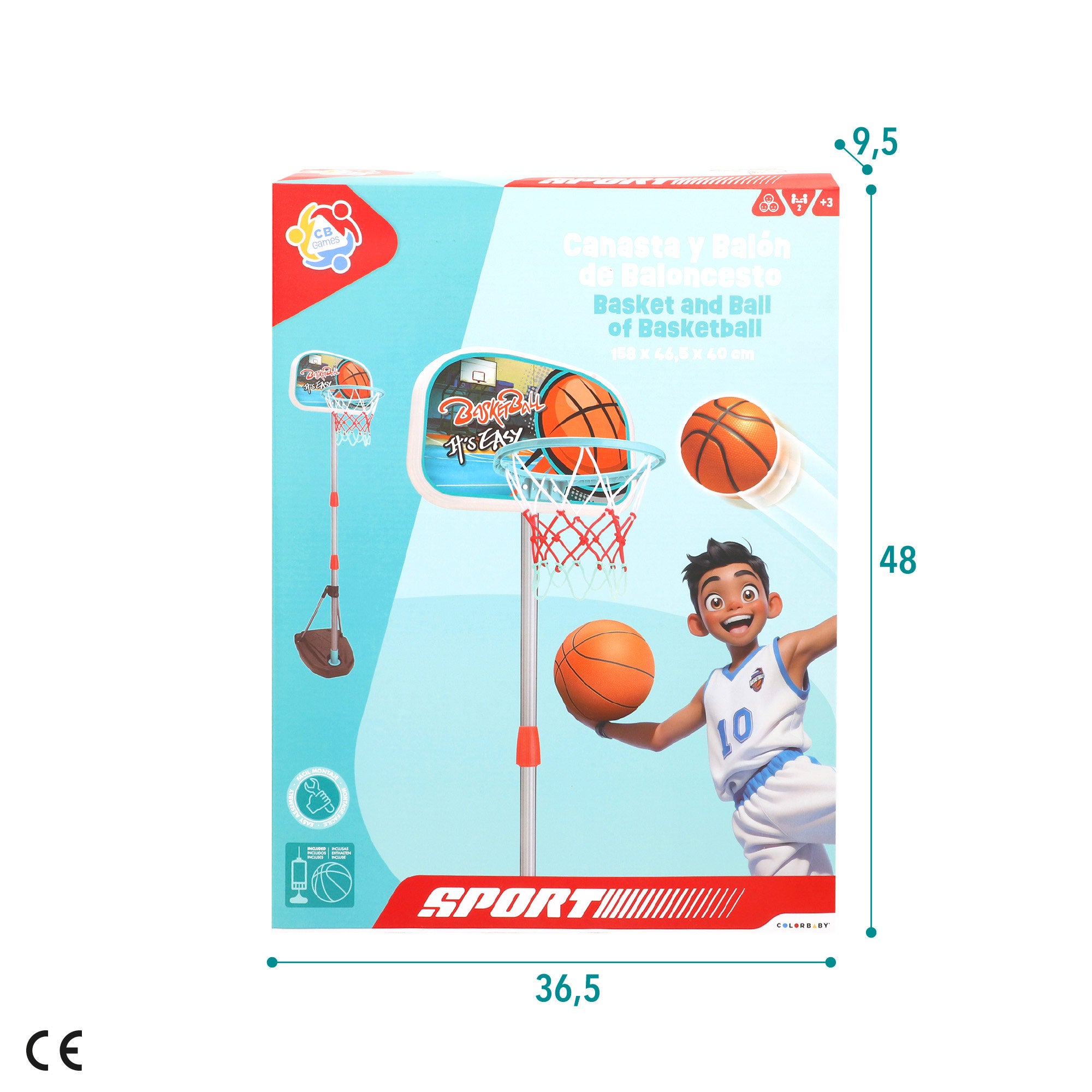 Canasta y balón de baloncesto CB Sports