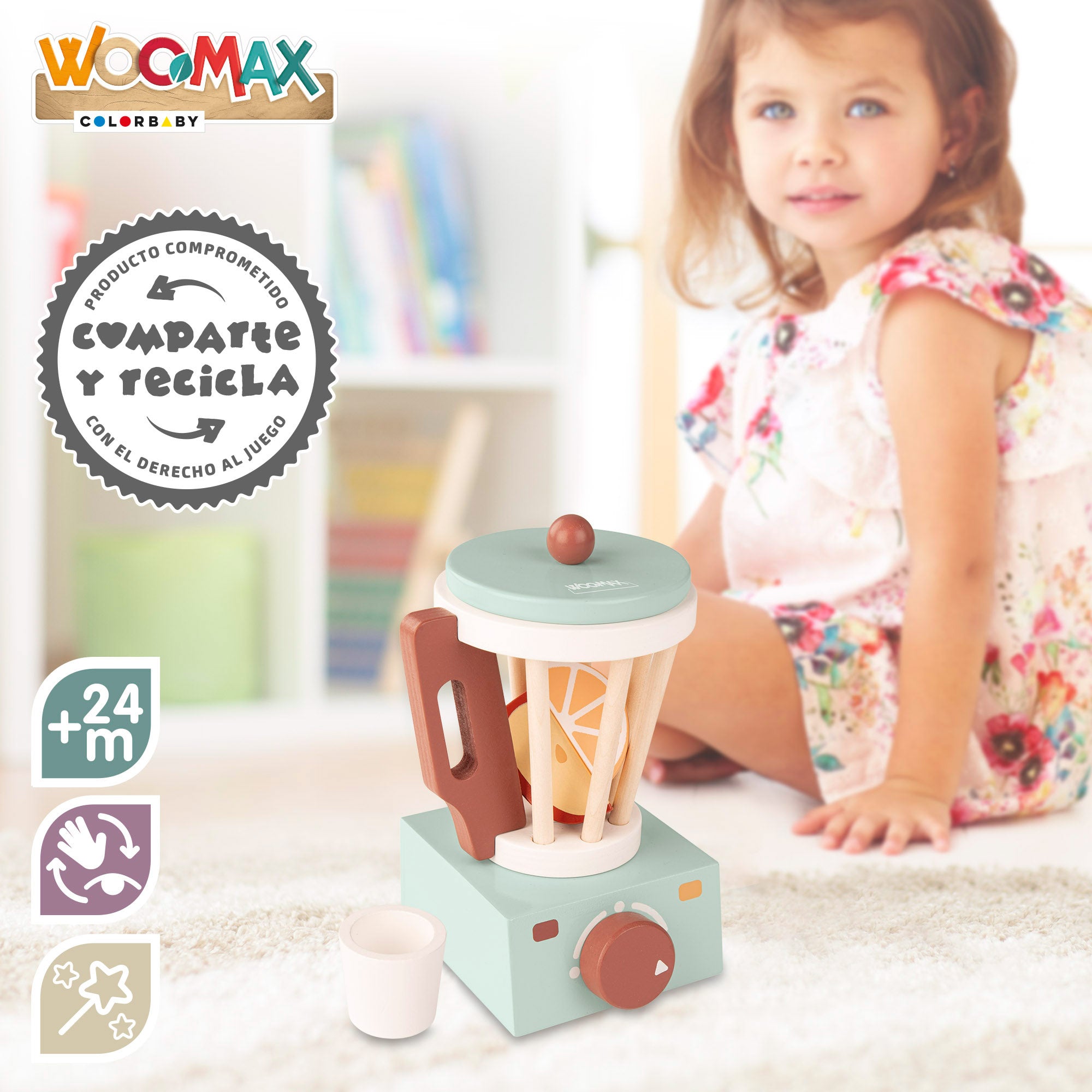 WOOMAX Licuadora de madera con accesorios