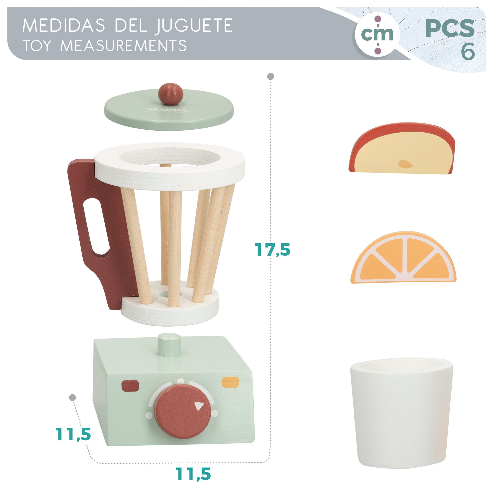 WOOMAX Licuadora de madera con accesorios