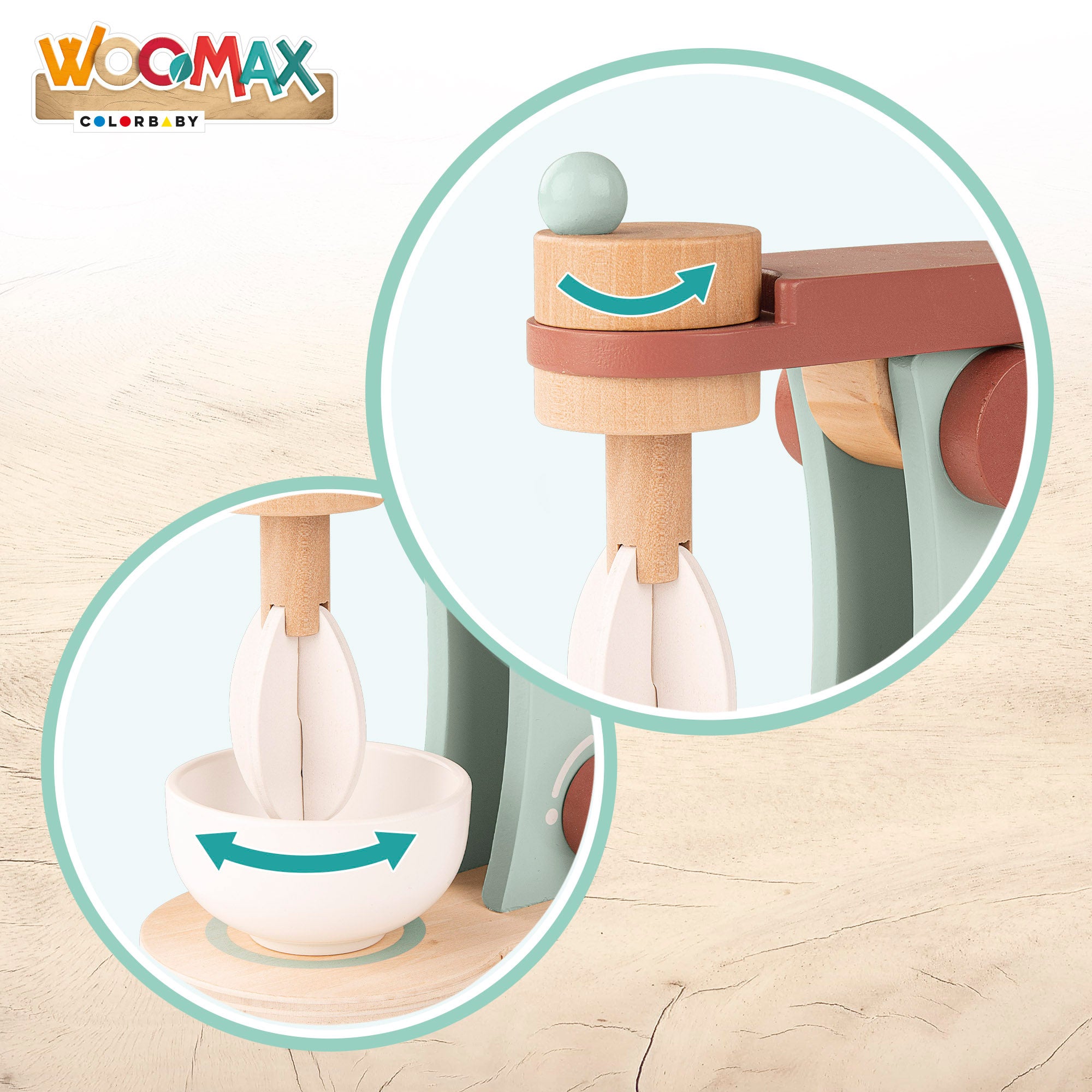 WOOMAX Batidora de madera juguete con accesorios