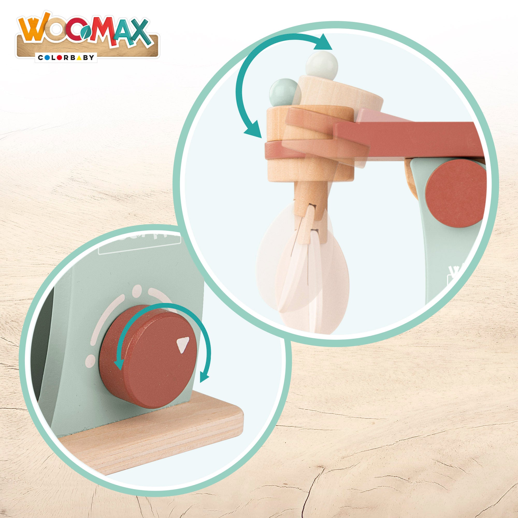 WOOMAX Batidora de madera juguete con accesorios