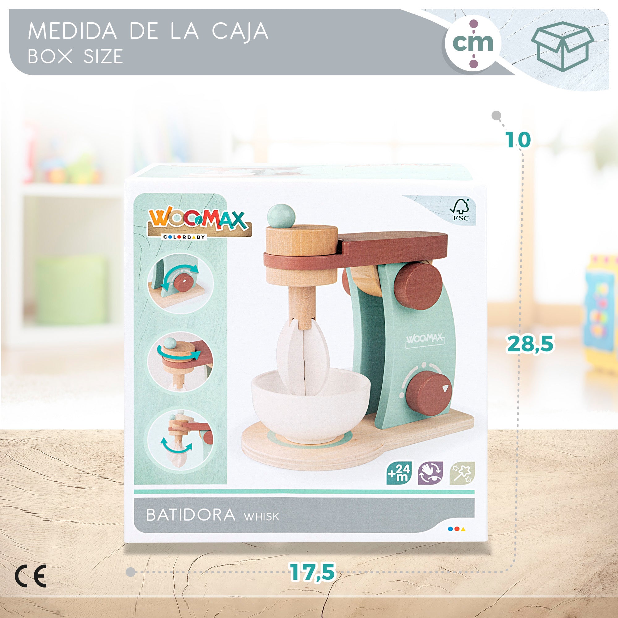 WOOMAX Batidora de madera juguete con accesorios