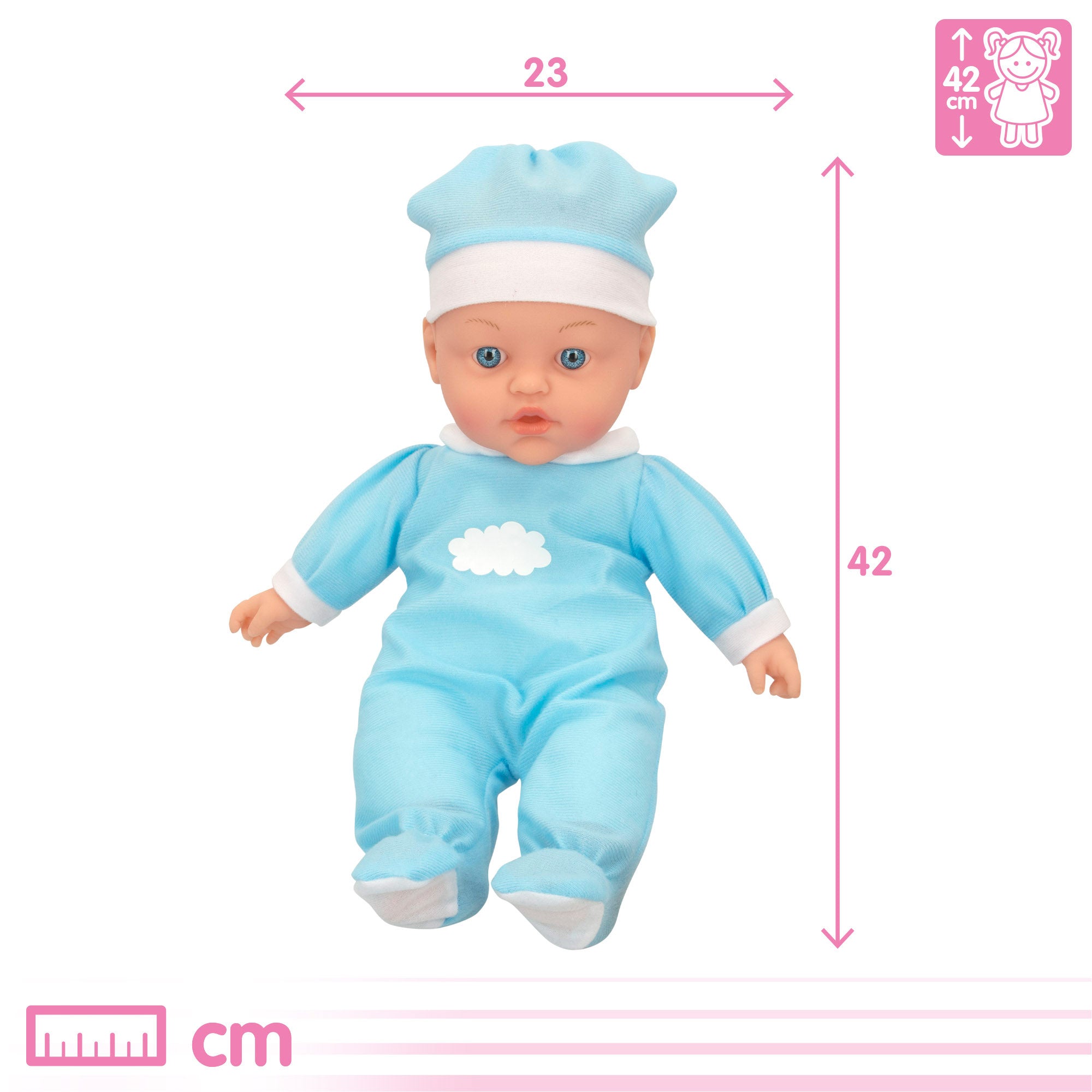 Muñeca bebé 42 cm con sonidos y accesorios Colorbaby's