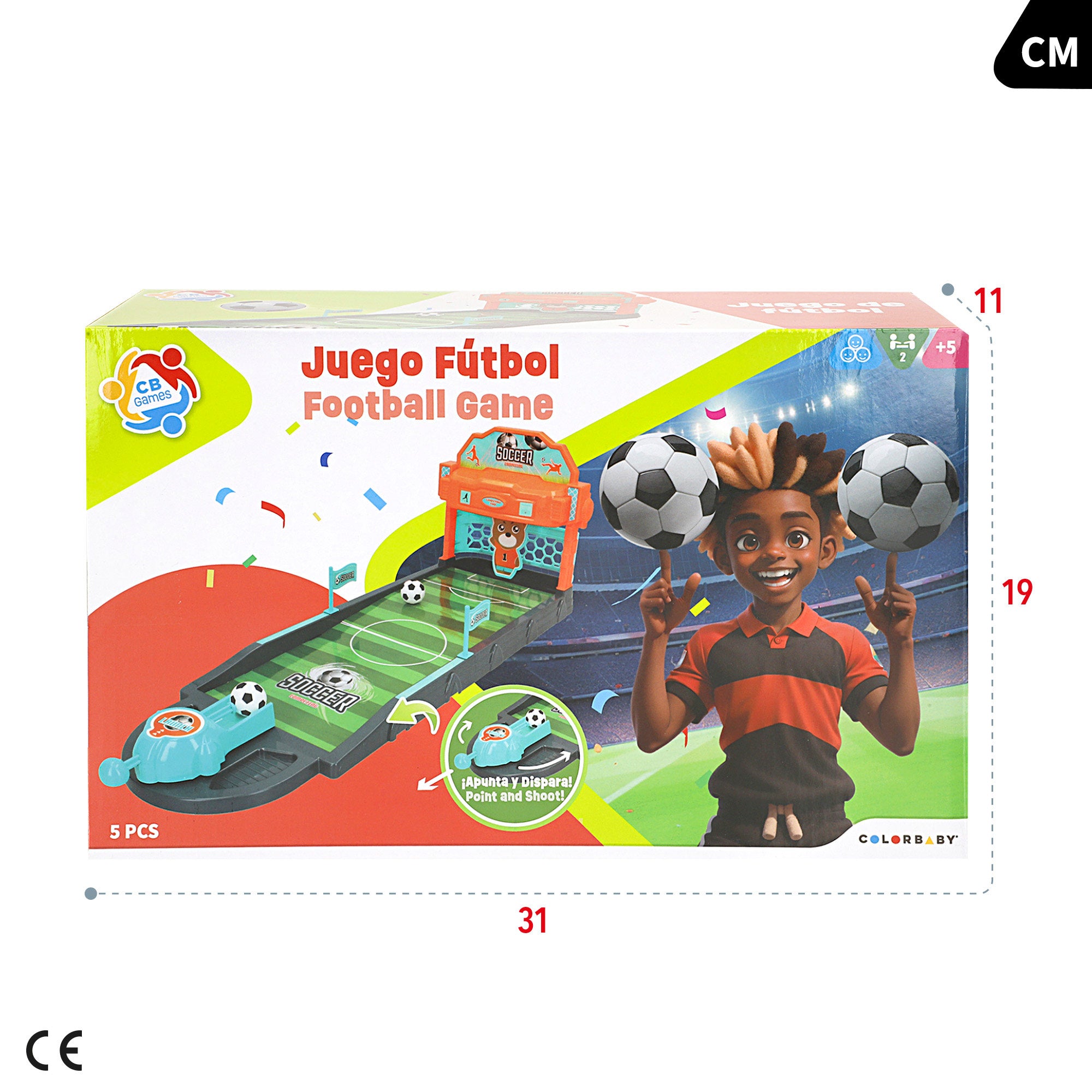 Juego de mesa fútbol con lanzador y 4 balones CB Games