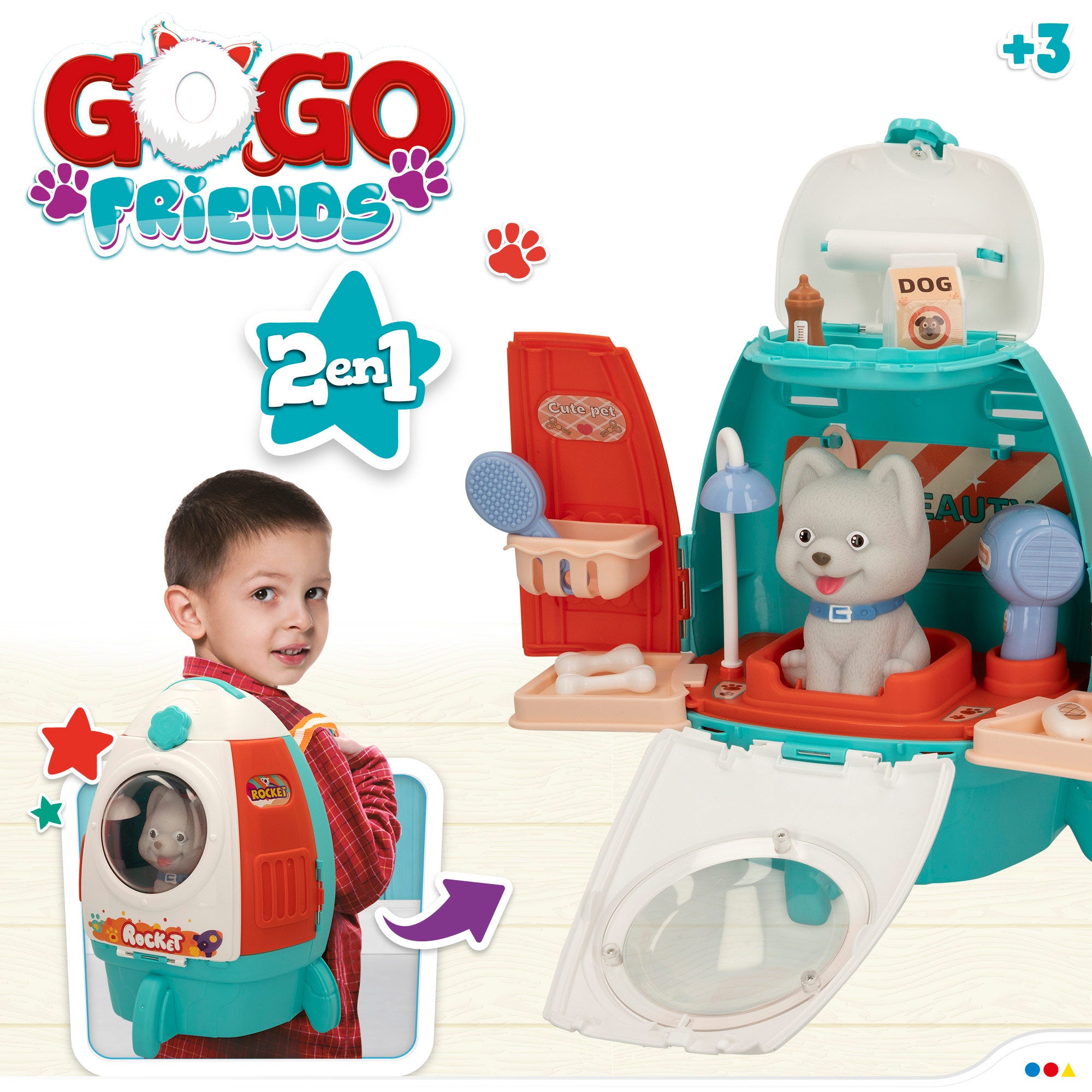 Peluquería canina de juguete 2 en 1 con mascota Go Go Friends