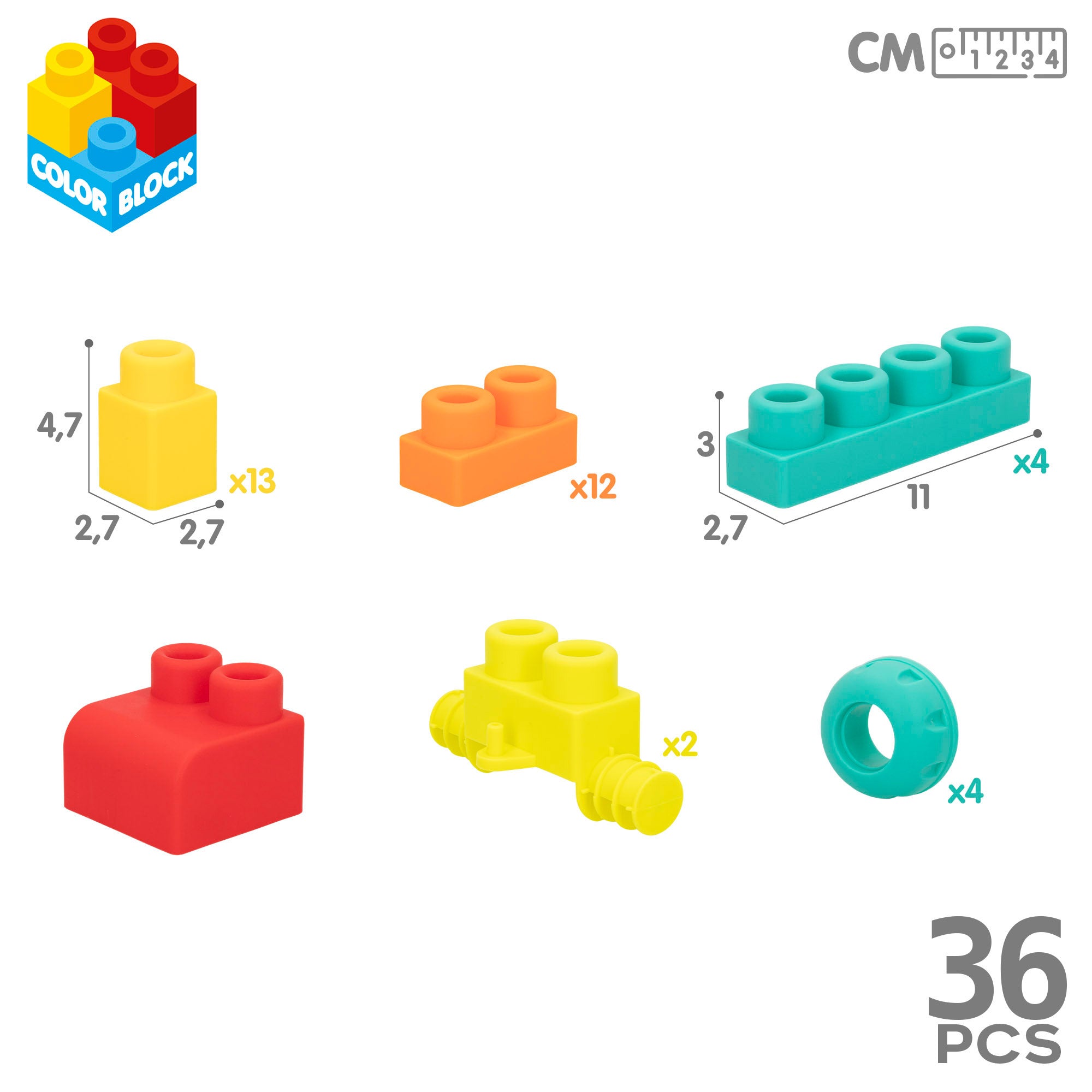 Juego bloques de construcción 36 piezas Flexi Color Block