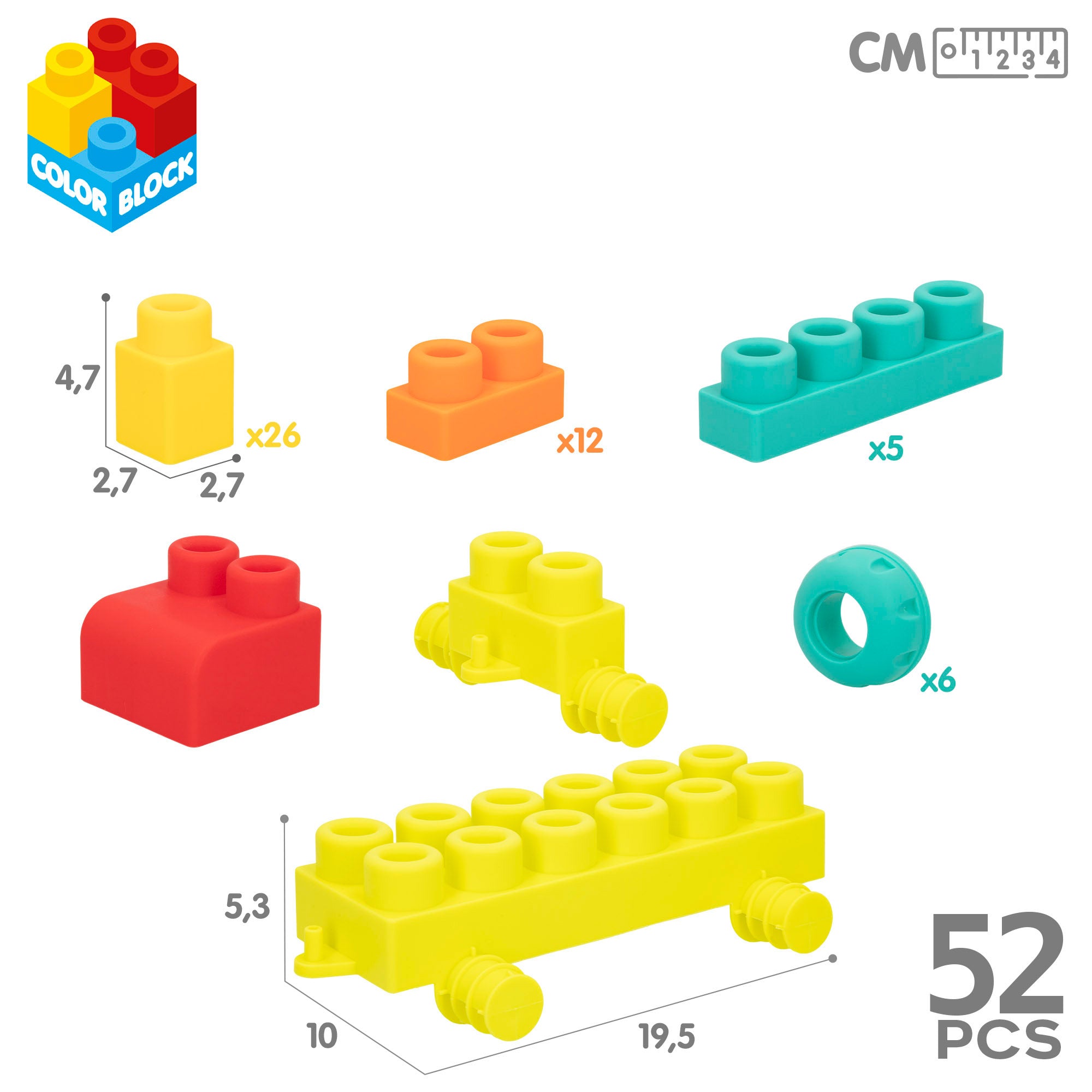 Juego de bloques de construcción 52 piezas Flexi Color Block