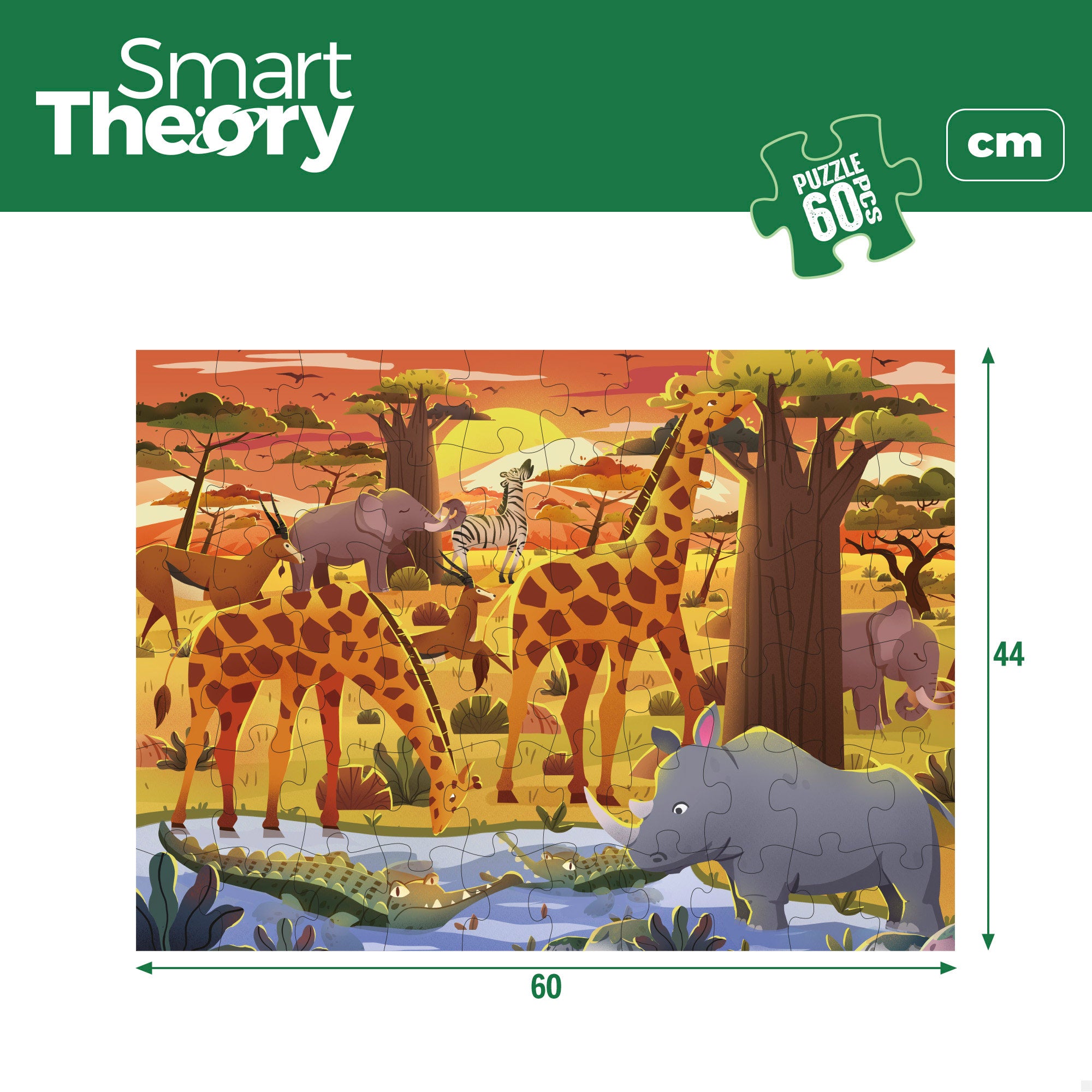 Puzzle animales salvajes 60 piezas grandes Smart Theory