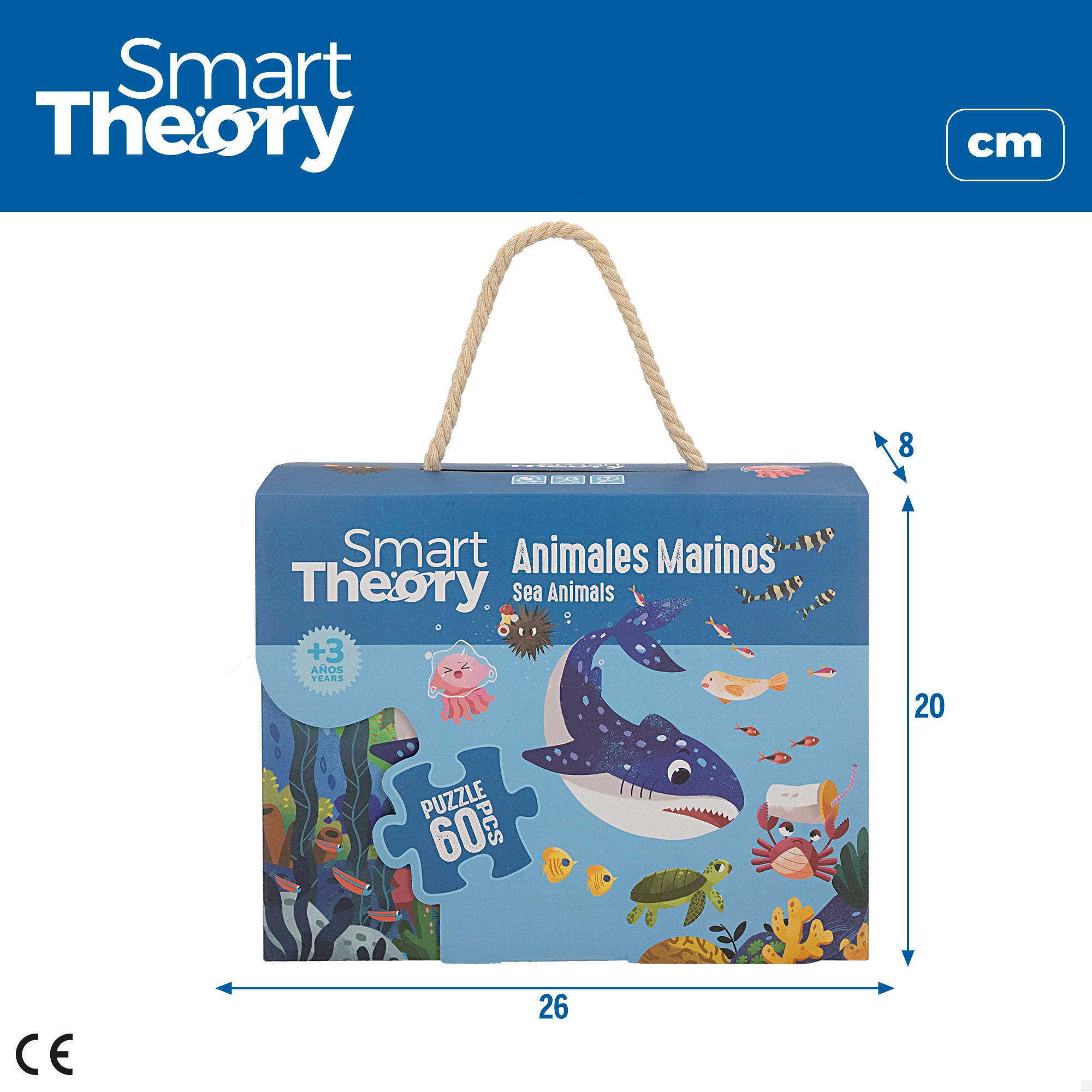 Puzzle animales marinos y contaminación 60 piezas grandes Smart Theory