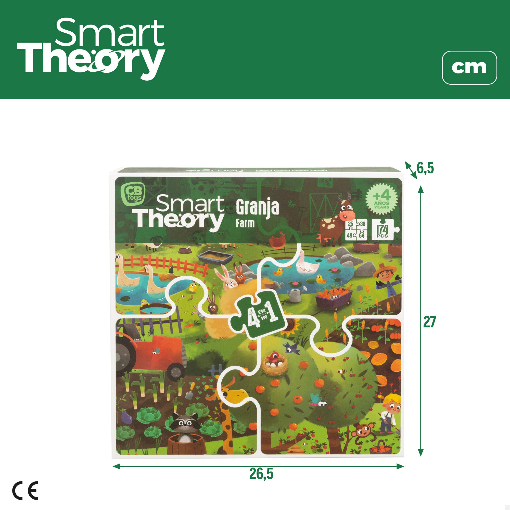Puzzle granja 4 en 1 de 174 piezas grandes Smart Theory