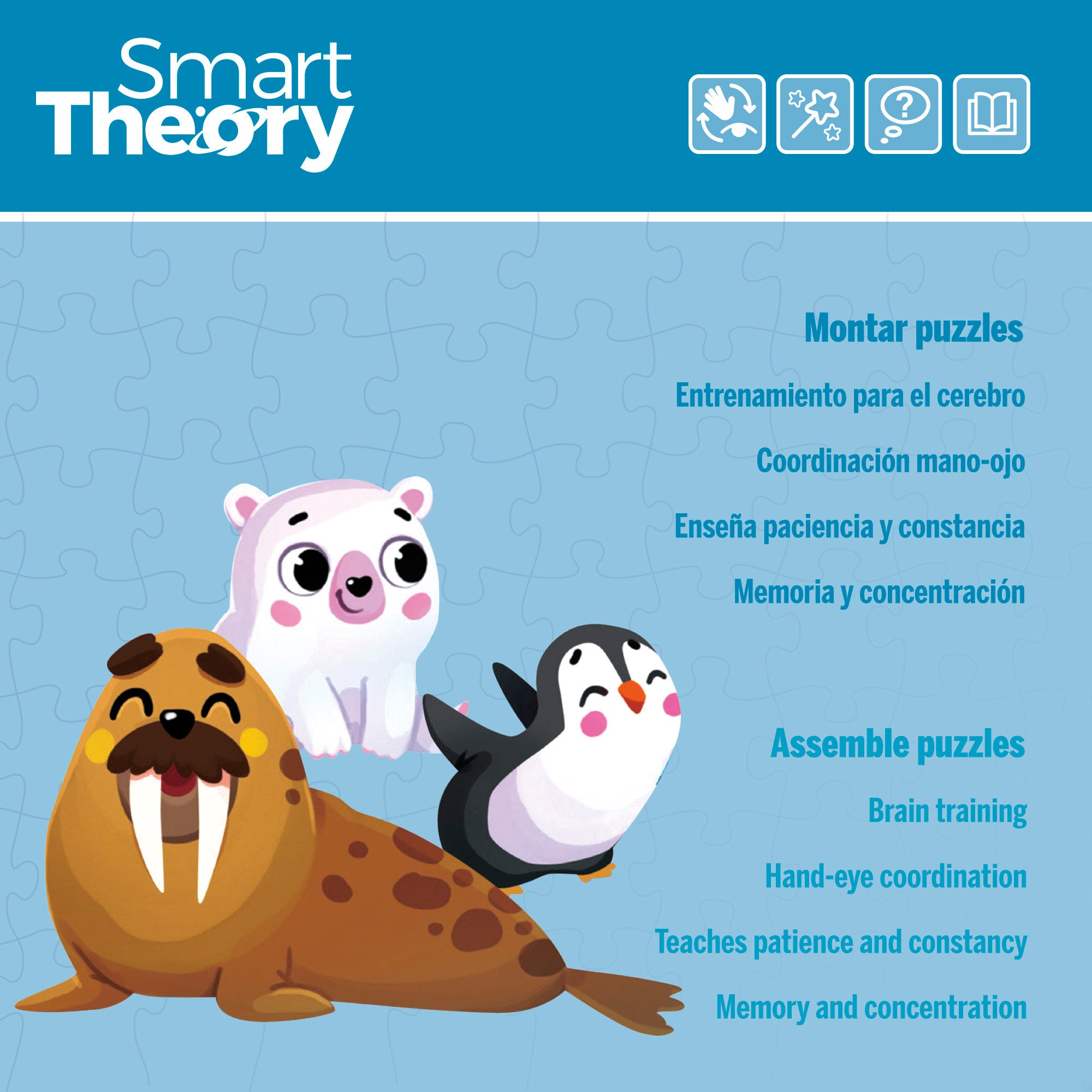 Puzzle ártico panorámico 4 en 1 de 174 piezas grandes Smart Theory