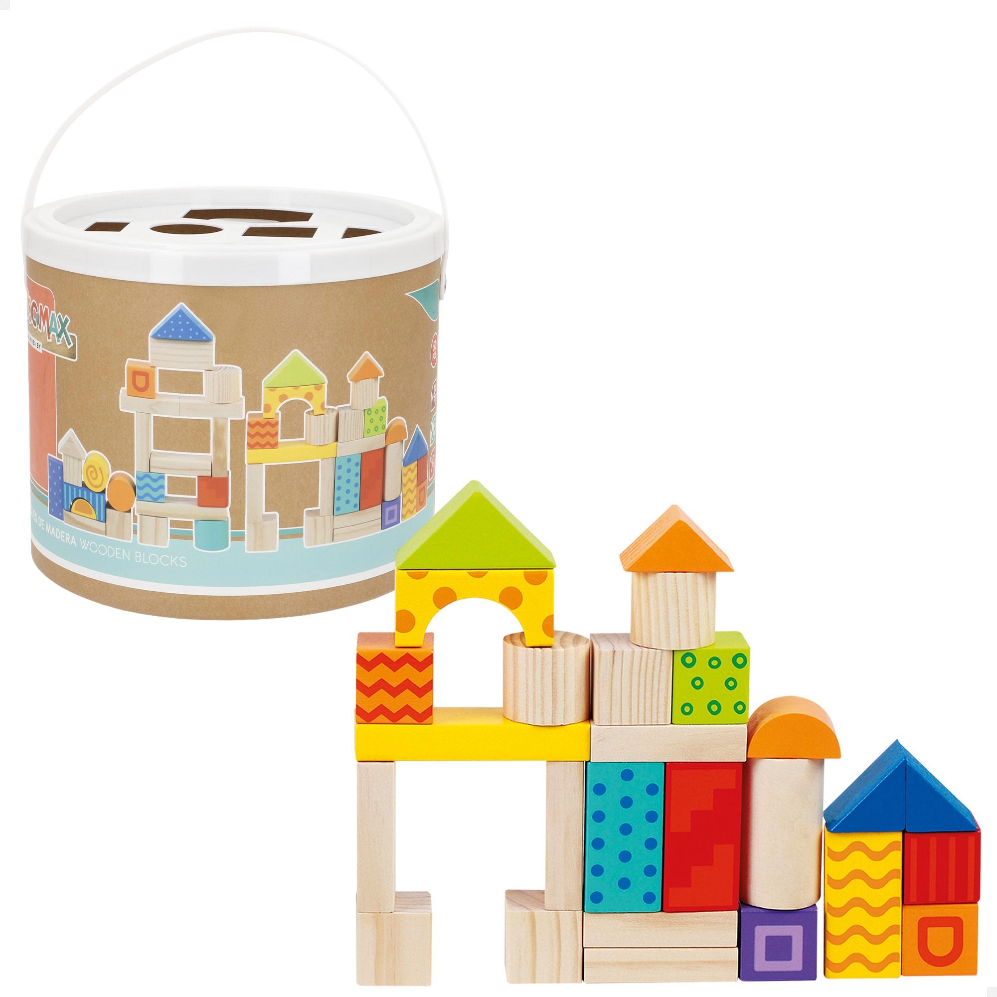 WOOMAX Juego de bloques de madera 50 piezas