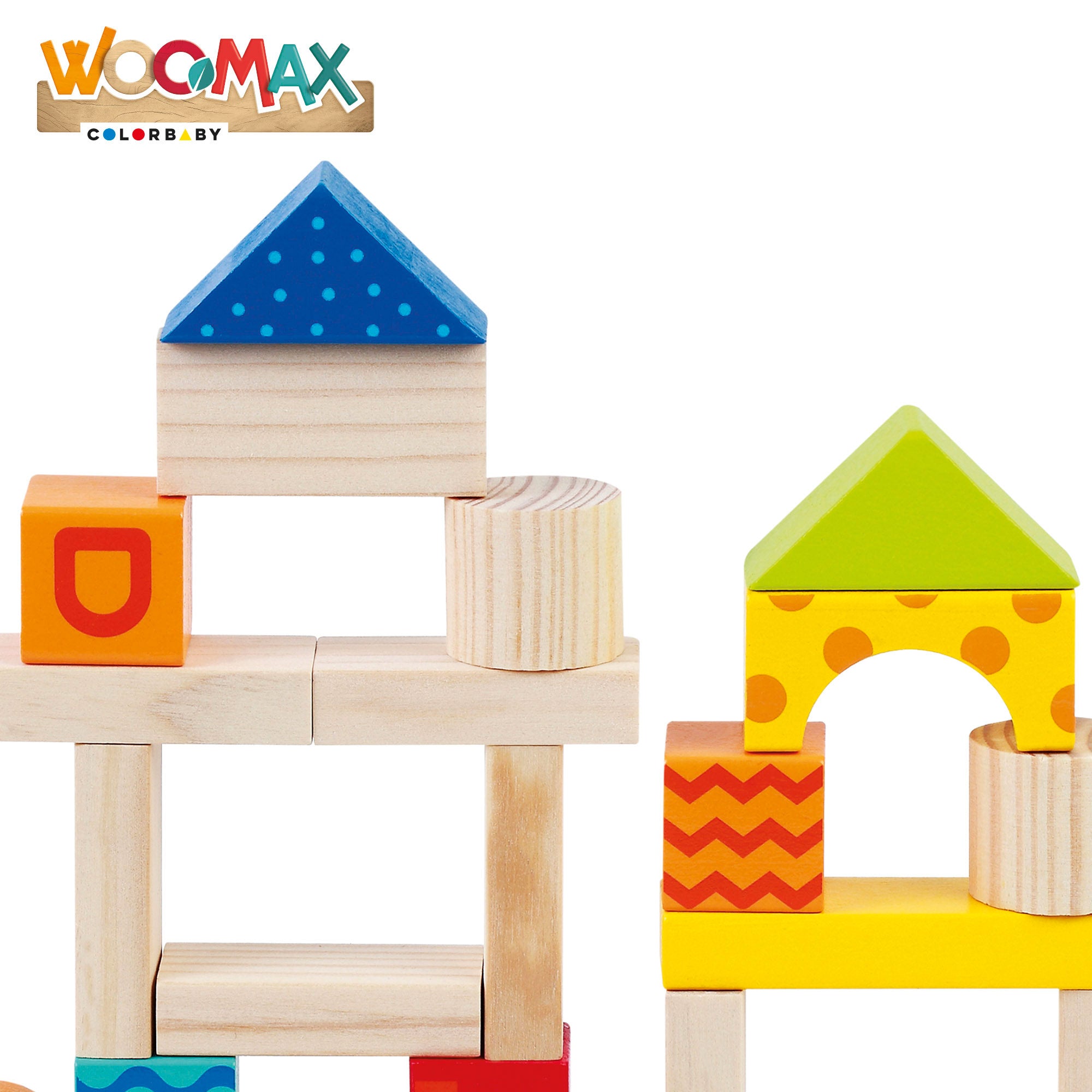WOOMAX Juego de bloques de madera 50 piezas