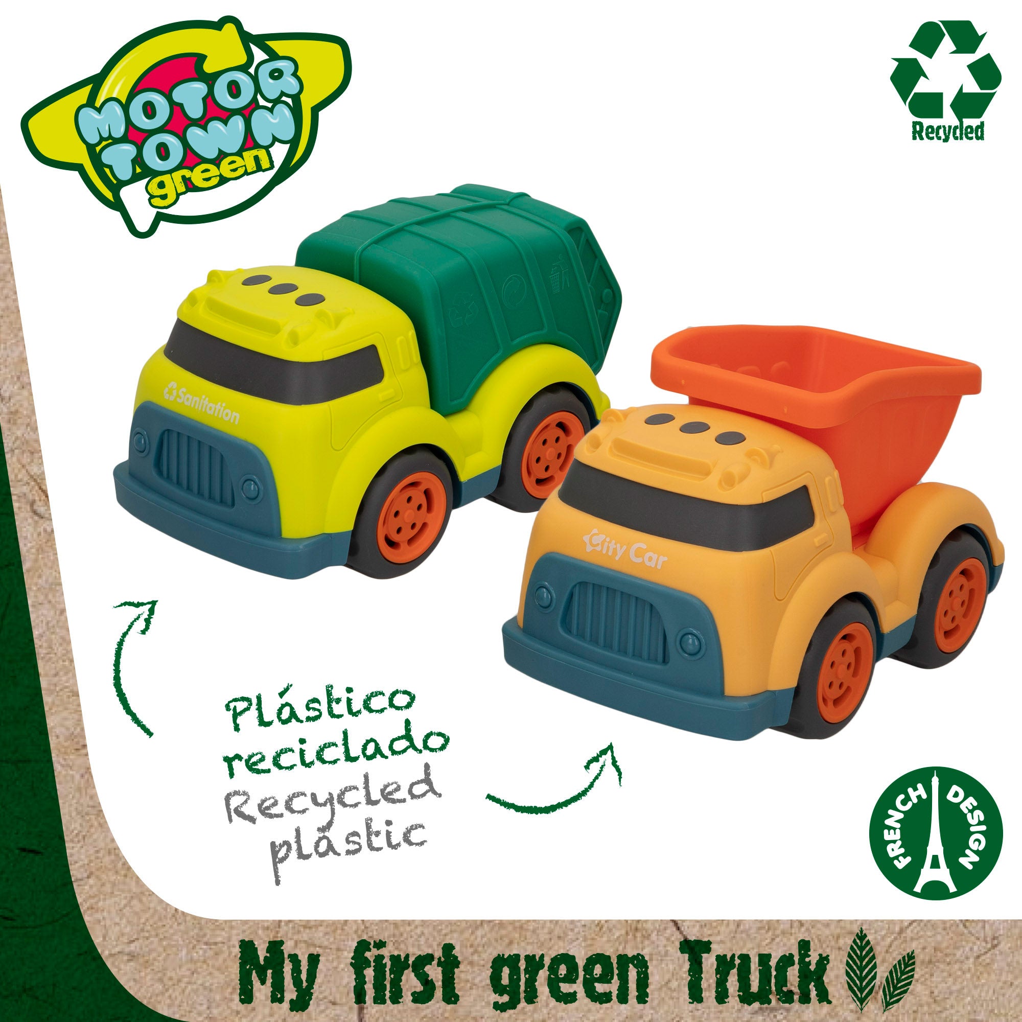 Motor Town Green Set camiones para niños de construcción