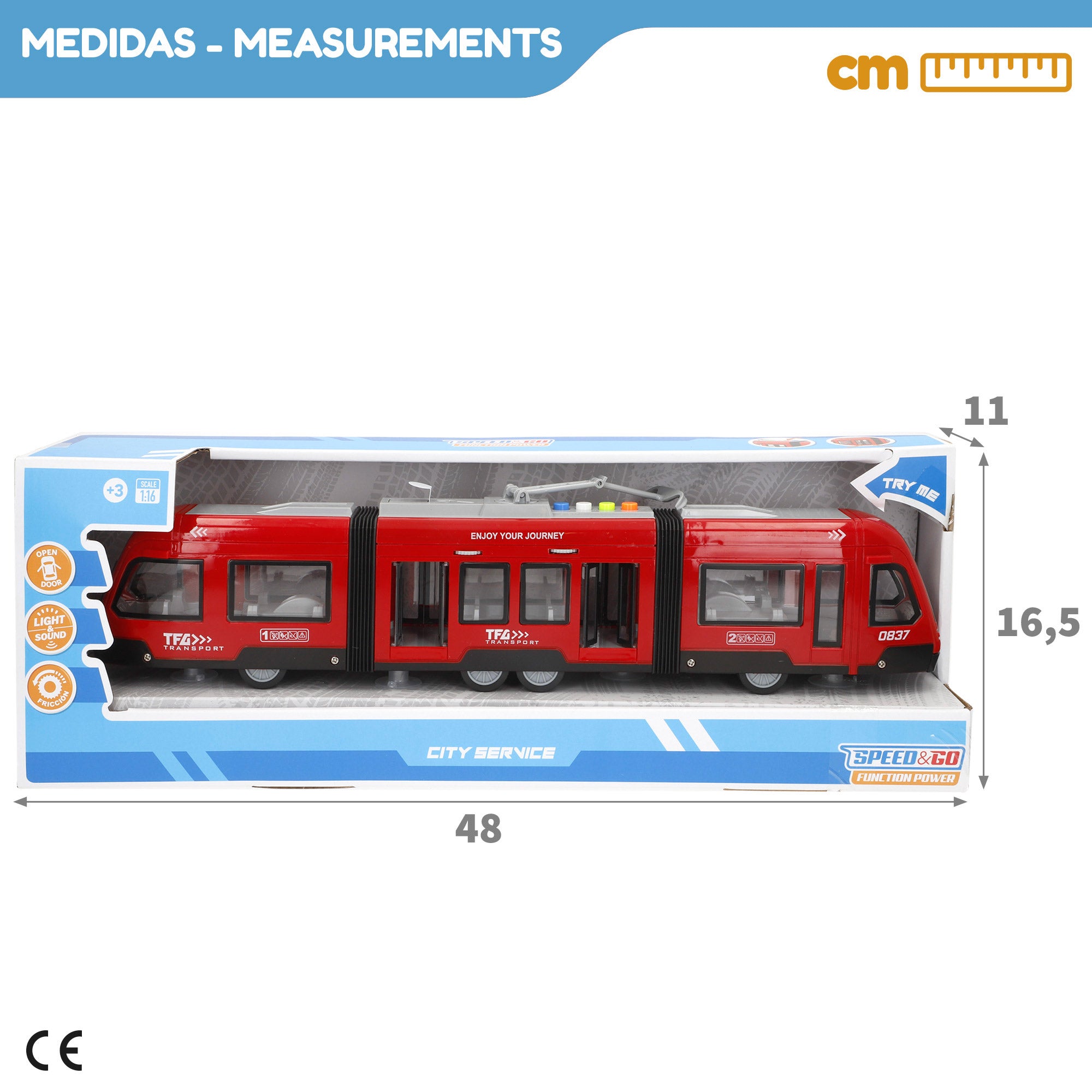 Tranvía urbano de juguete con luz y sonido 1:16 Speed & Go