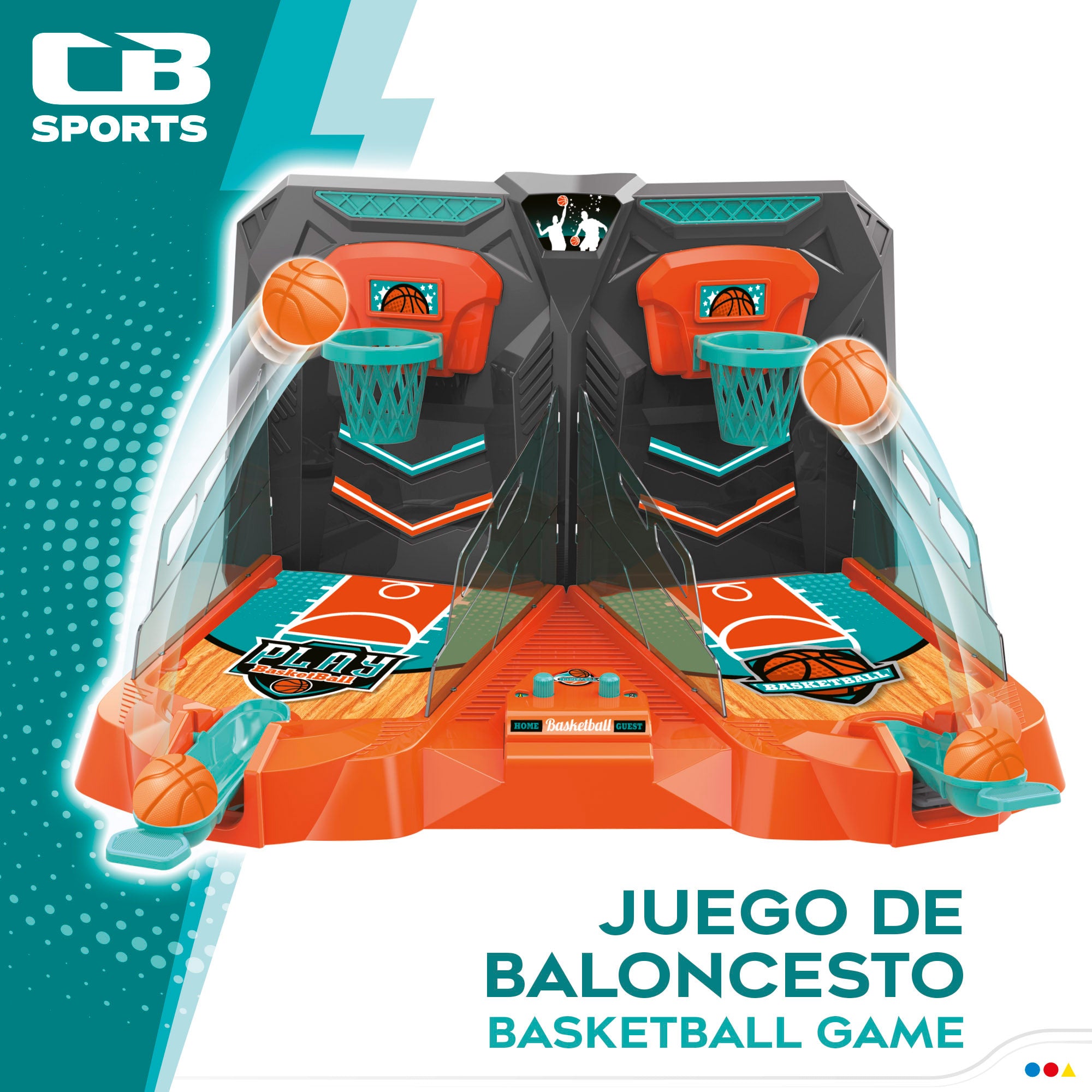 Juego de mesa baloncesto con cancha doble, marcador y 6 pelotas CB Sports