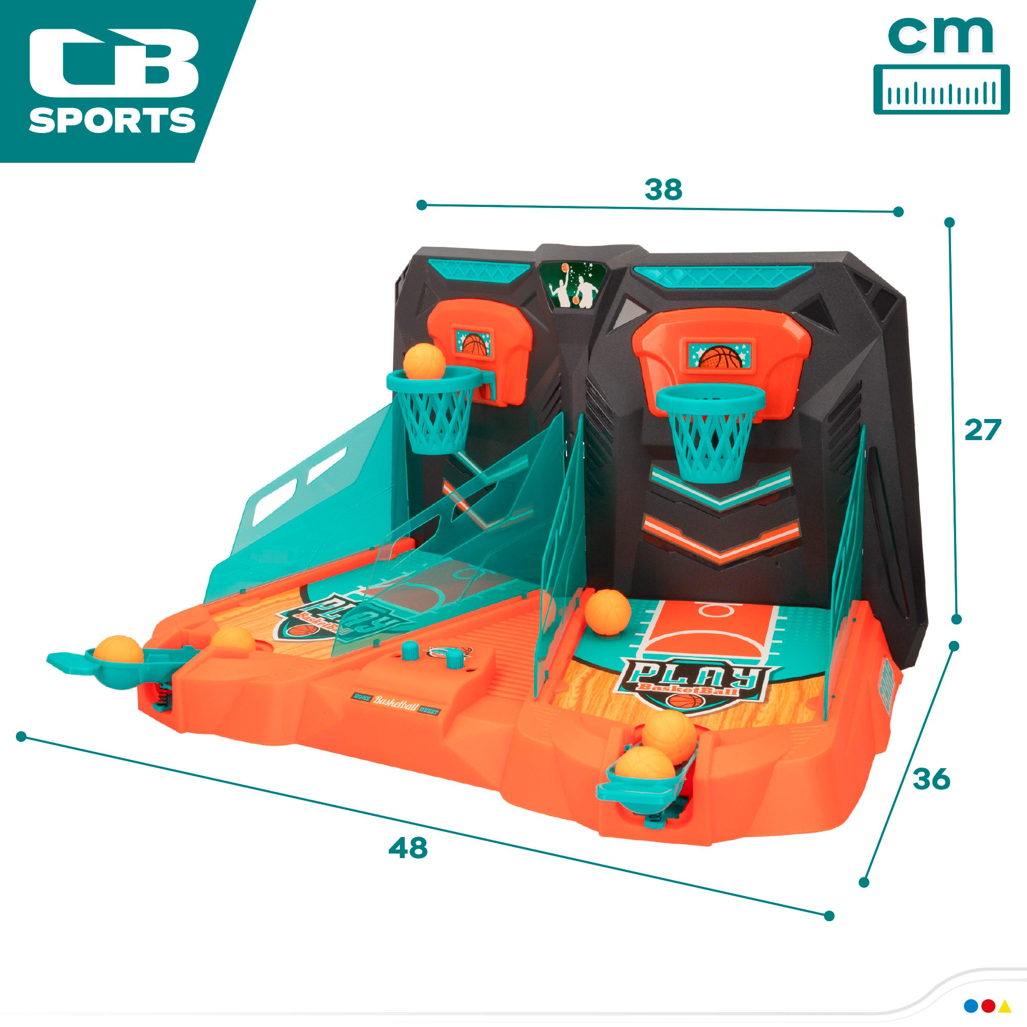 Juego de mesa baloncesto con cancha doble, marcador y 6 pelotas CB Sports