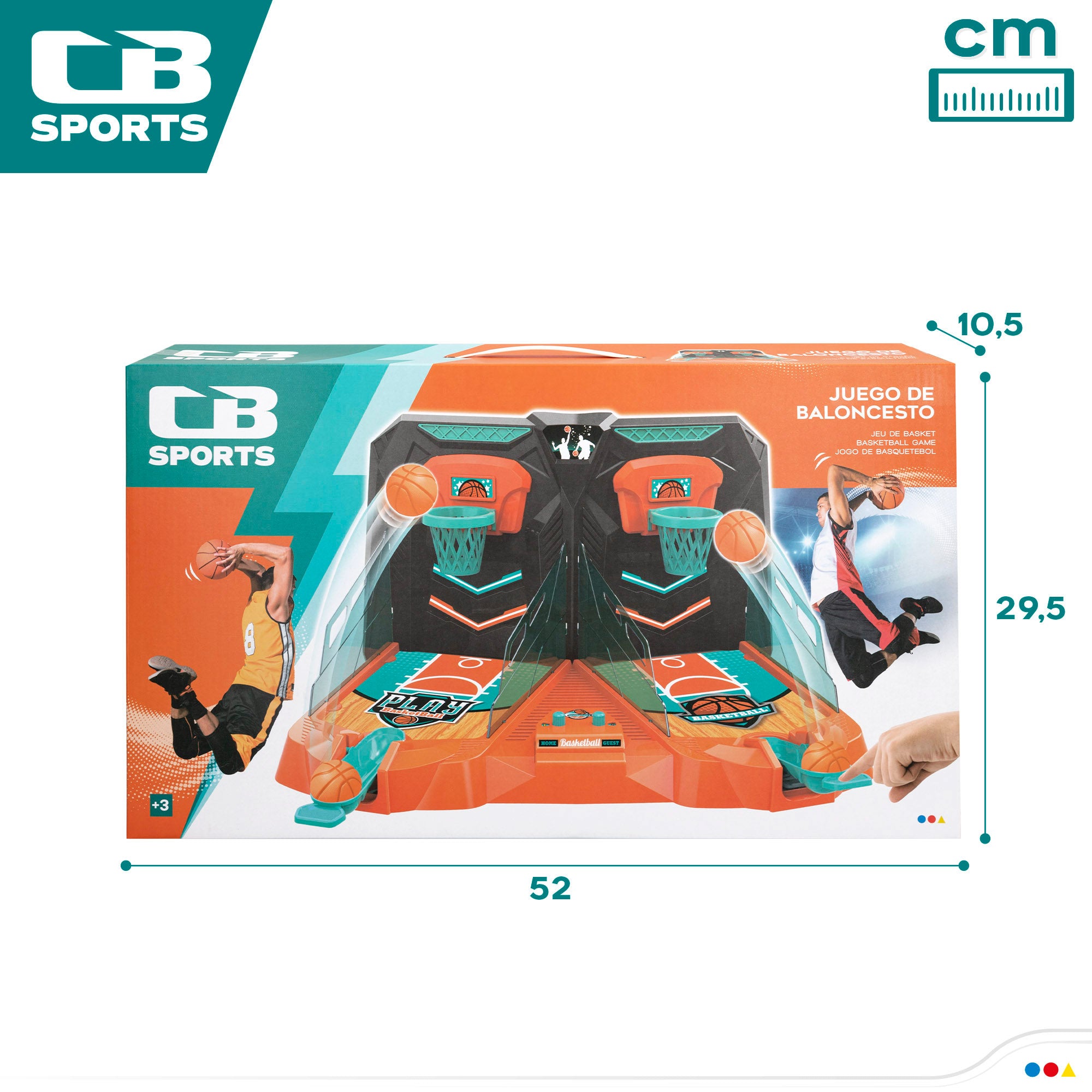 Juego de mesa baloncesto con cancha doble, marcador y 6 pelotas CB Sports